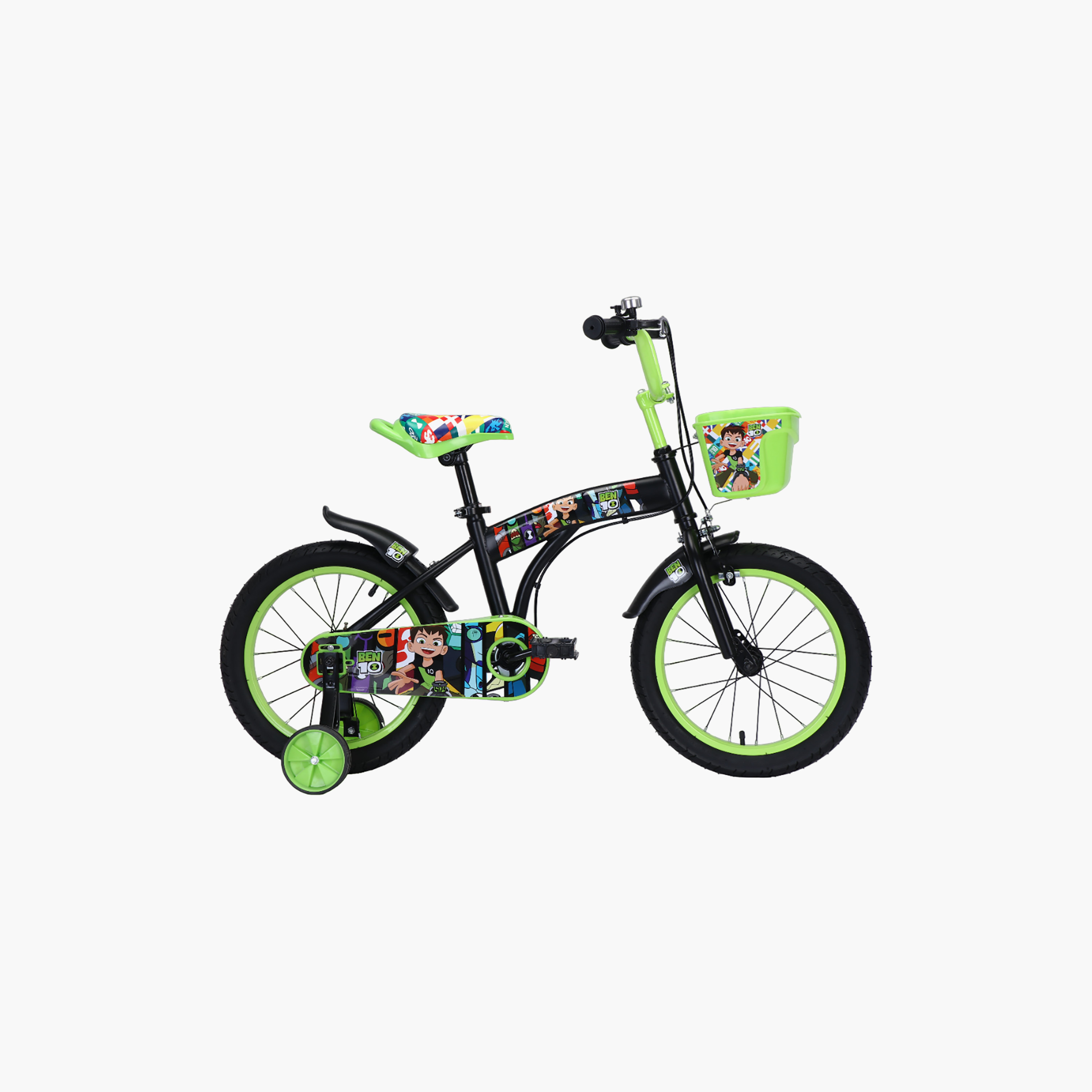 Ben 10 Bicycle with Basket - 12 Inch - Black & Green-toys-outdoor-bikesandrideons-bikes-image-1