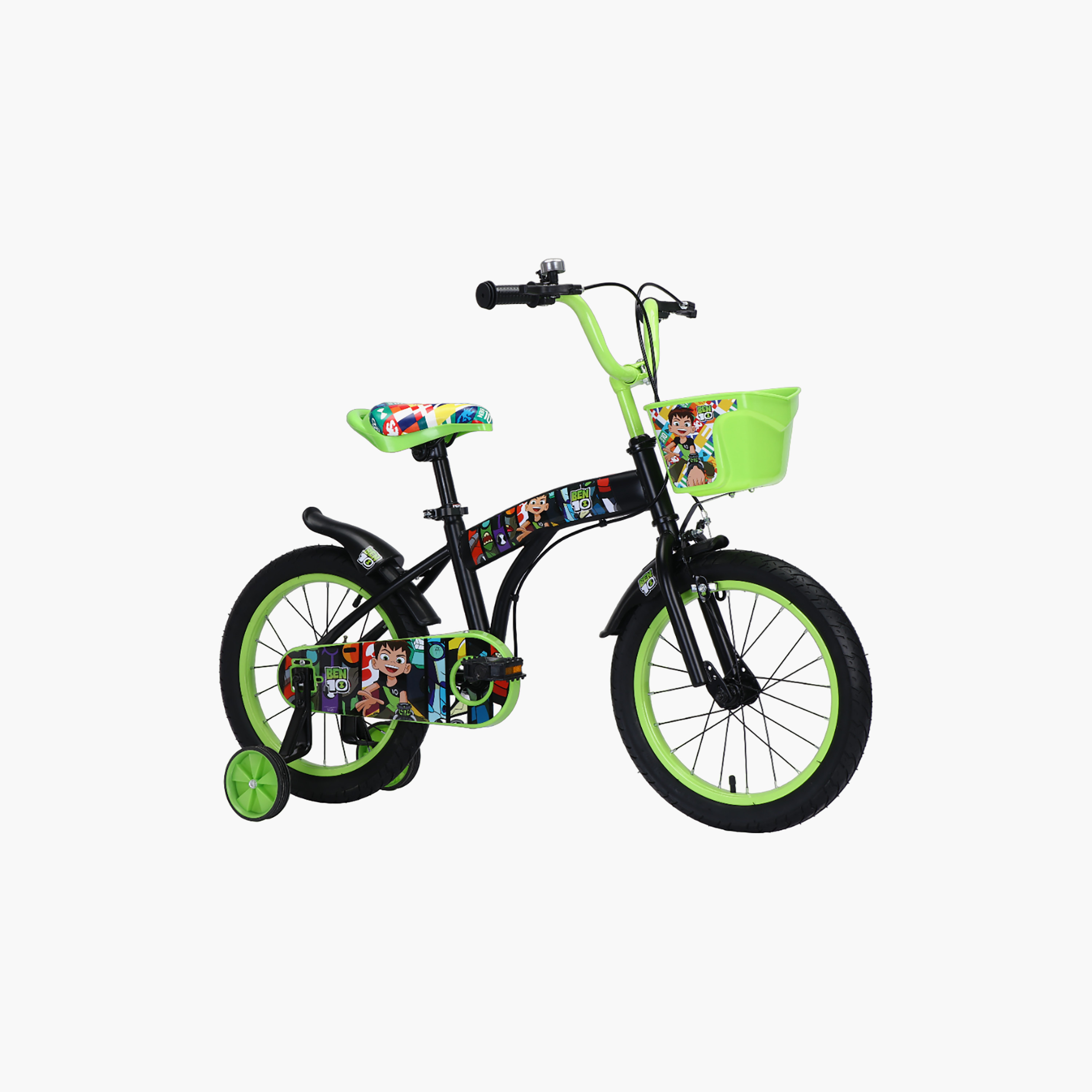 Ben 10 Bicycle with Basket - 12 Inch - Black & Green-toys-outdoor-bikesandrideons-bikes-image-2