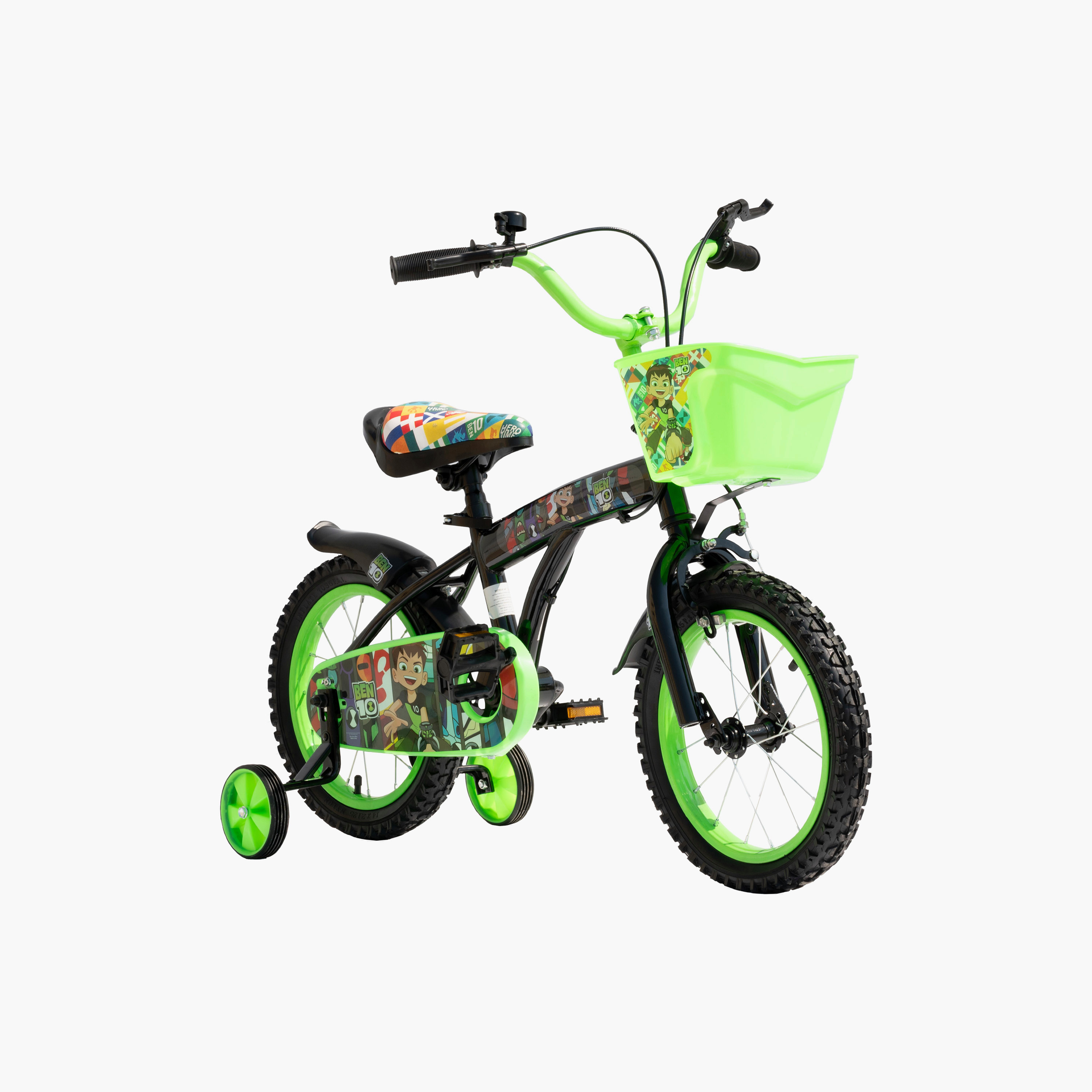 Ben 10 Bicycle with Basket - 14 Inch - Black & Green-toys-outdoor-bikesandrideons-bikes-image-1