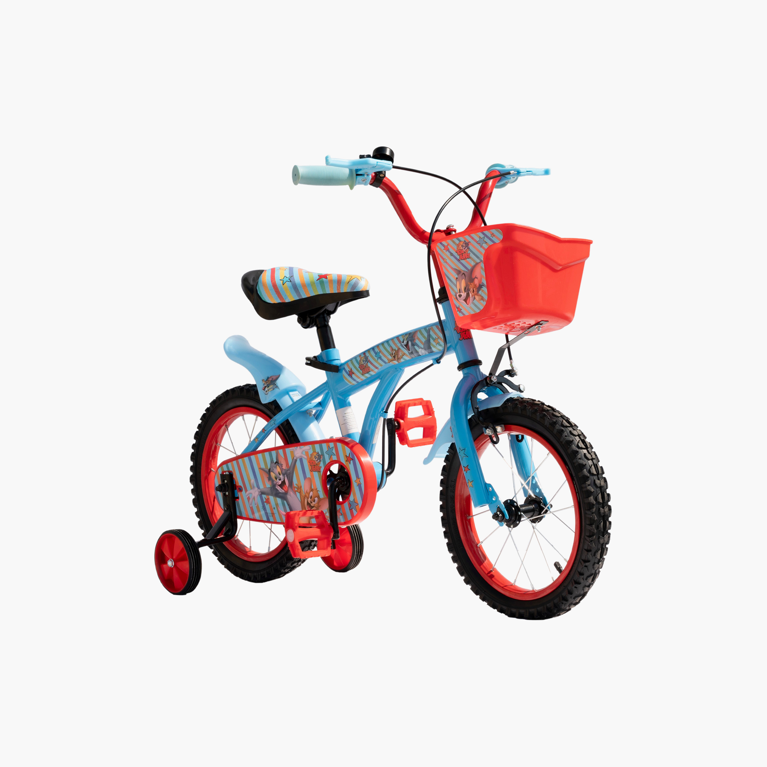 Tom and Jerry Bicycle with Basket - 14 Inch - Blue & Red-toys-outdoor-bikesandrideons-bikes-image-1