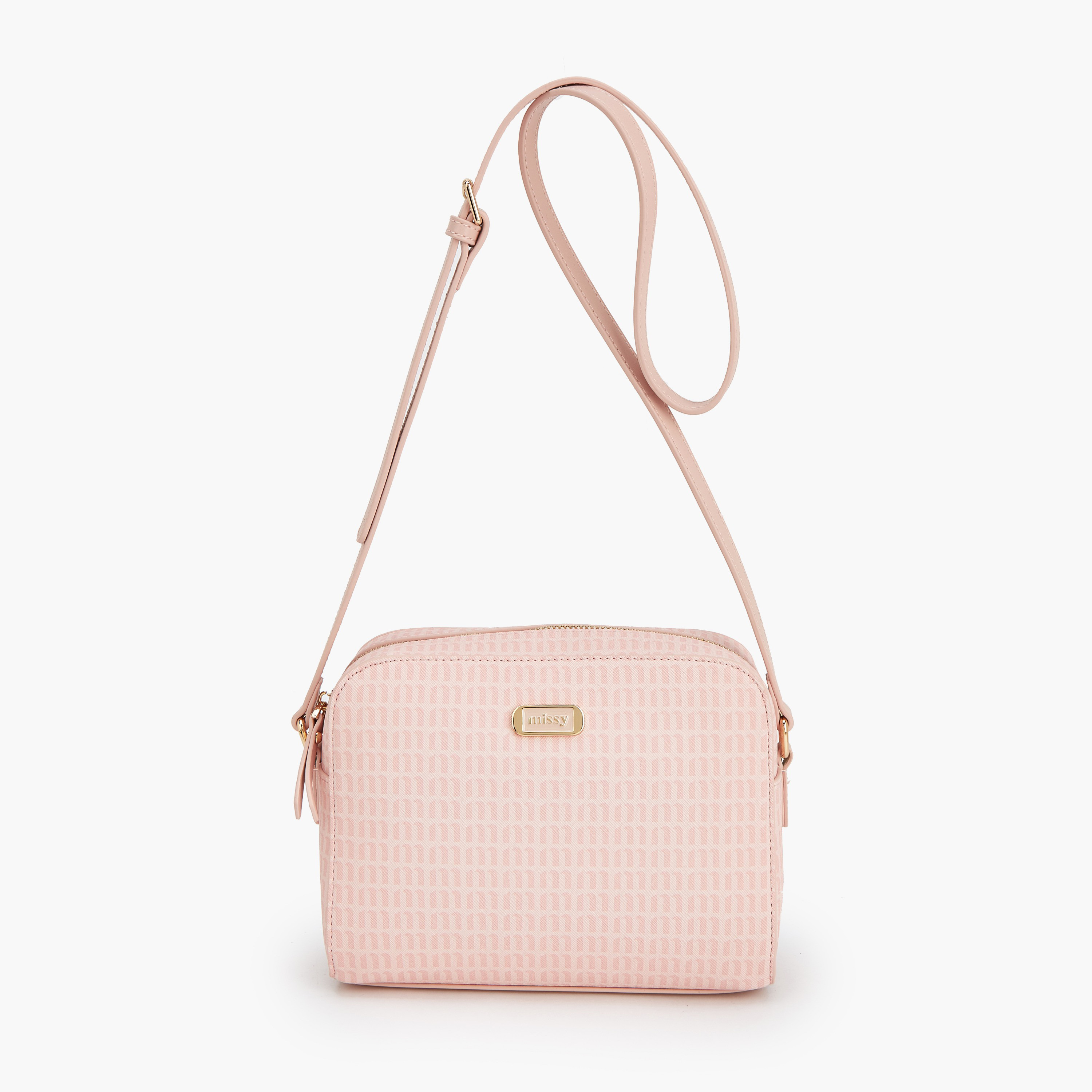 شنطة كروس بودي بطبعات مونوجرام مع حزام قابل للتعديل من ميسي-women-bagsandwallets-handbags-image-1