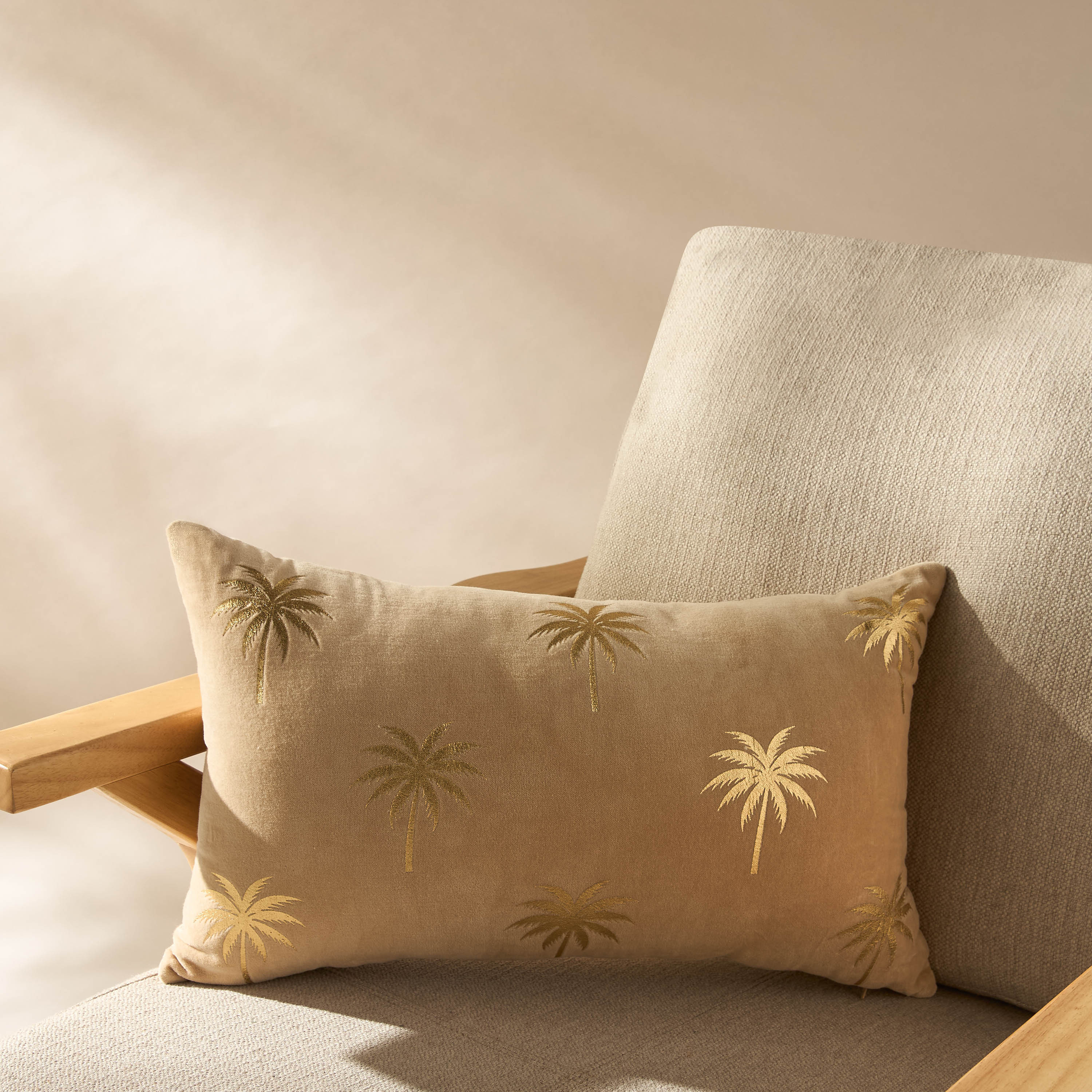 Palm Tree Foil Print Filled Cushion - 30x50 cms-household-cushionsandthrows-filledcushions-decorativecushions-image-1