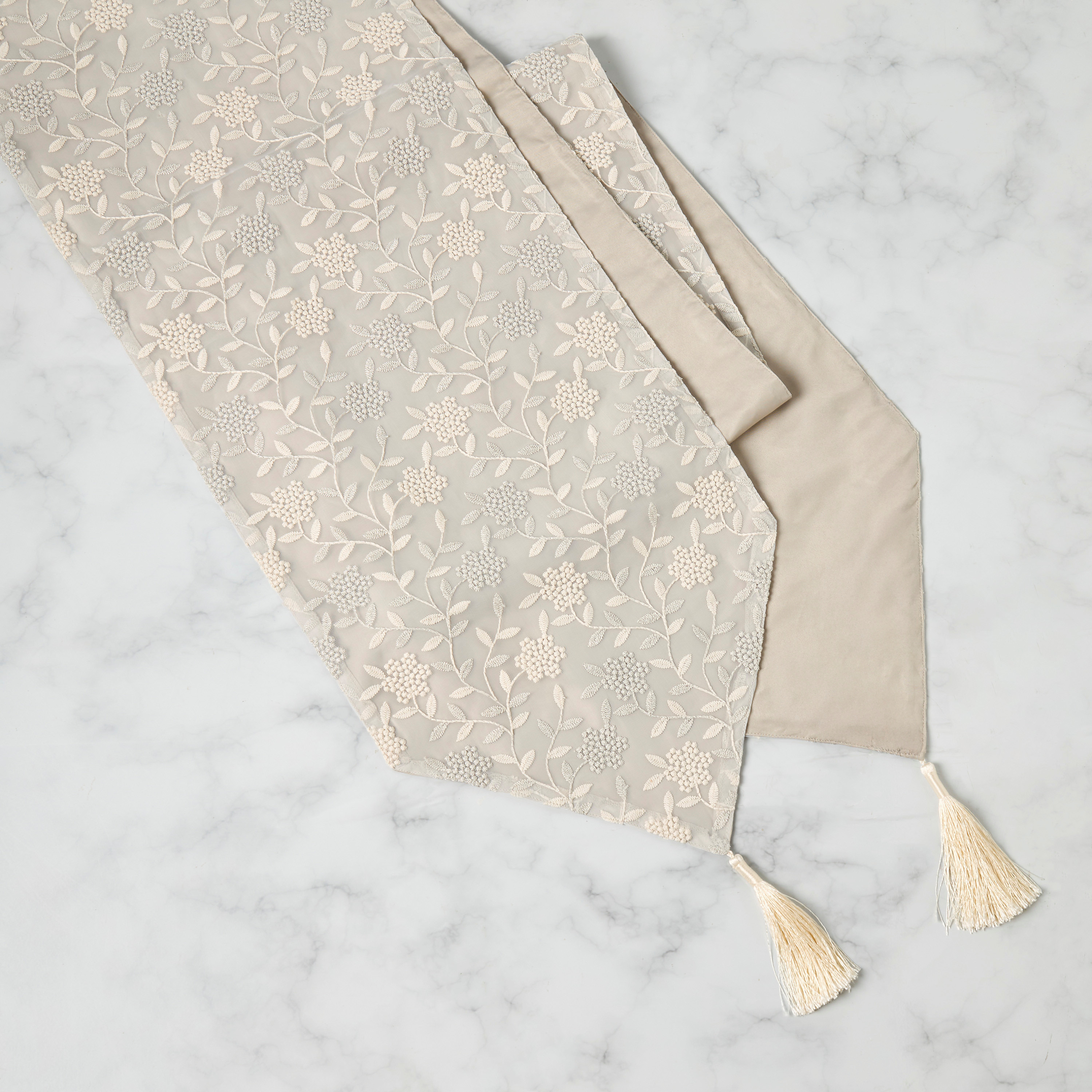 Zari Embroidered Table Runner with Tassels - 260x33 cms-household-dining-tablelinen-runnersandtablecovers-image-3