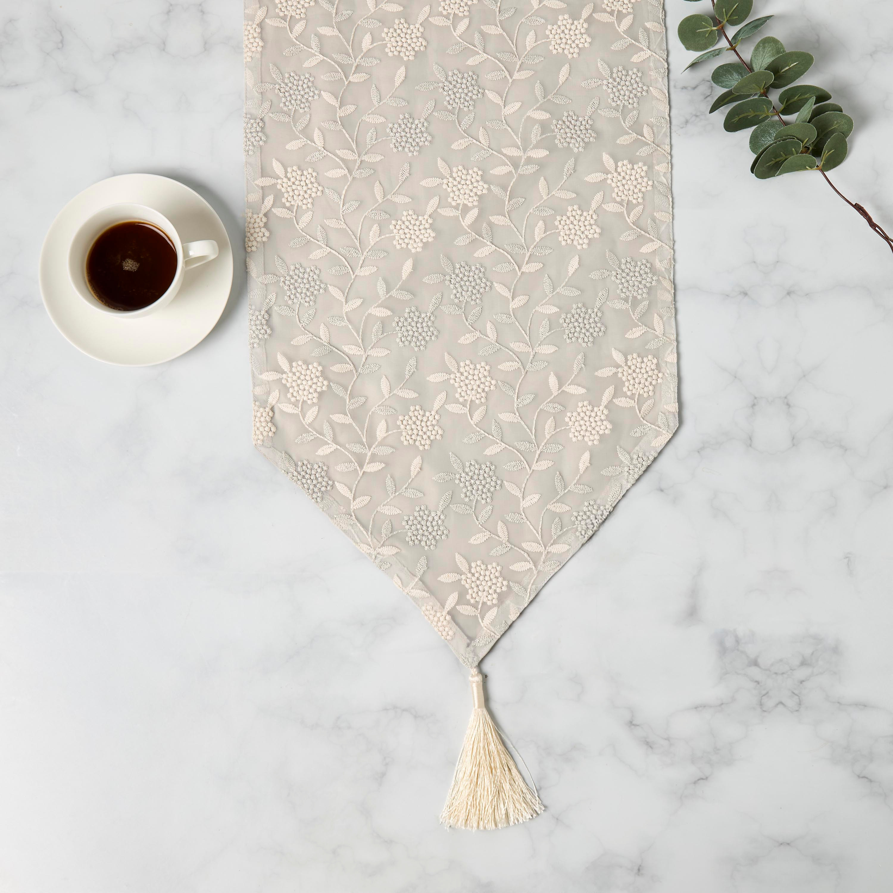 Zari Embroidered Table Runner with Tassels - 180x33 cms-household-dining-tablelinen-runnersandtablecovers-image-2