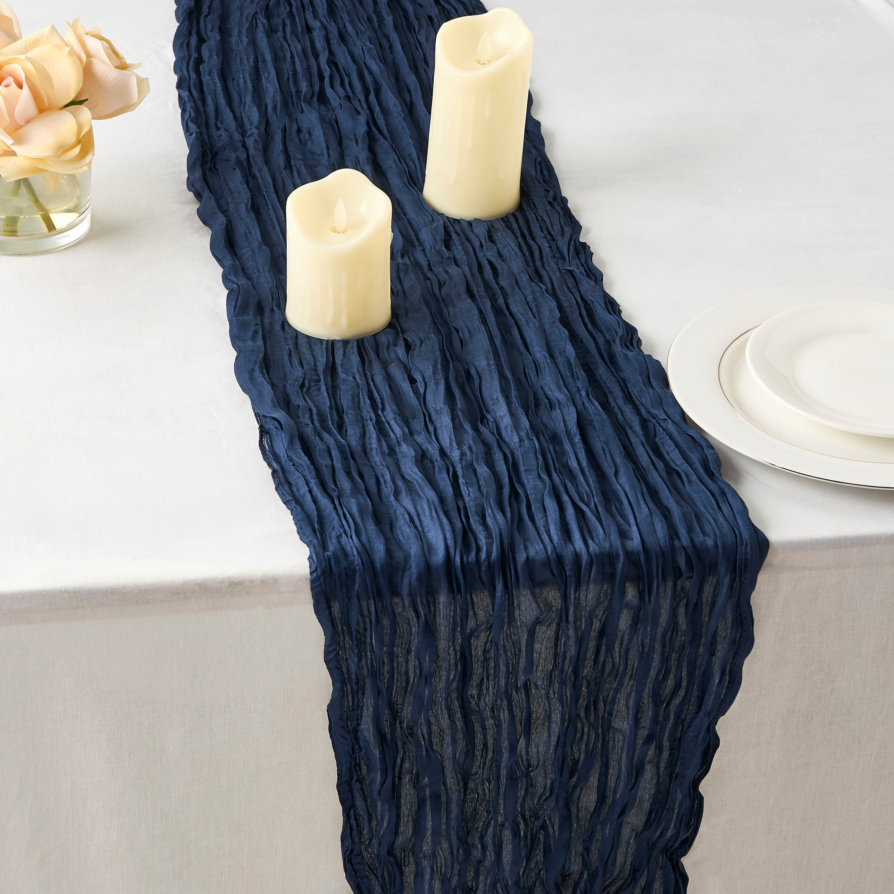 Crinkled Texture Table Runner - 90x180 cms-household-dining-tablelinen-runnersandtablecovers-image-1