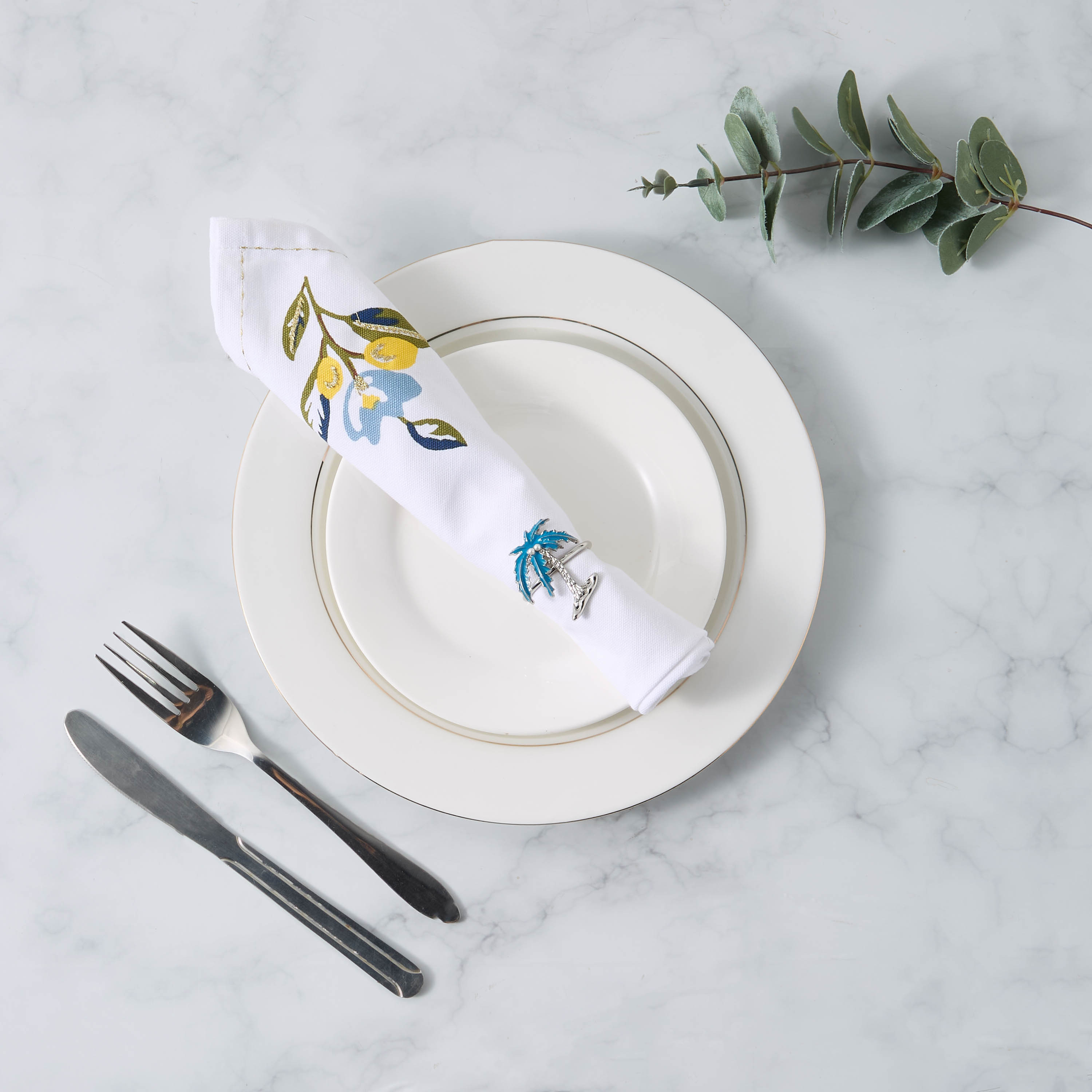 Floral Textured Napkin Ring - Set of 4-household-dining-tablelinen-napkinsandaccessories-image-2
