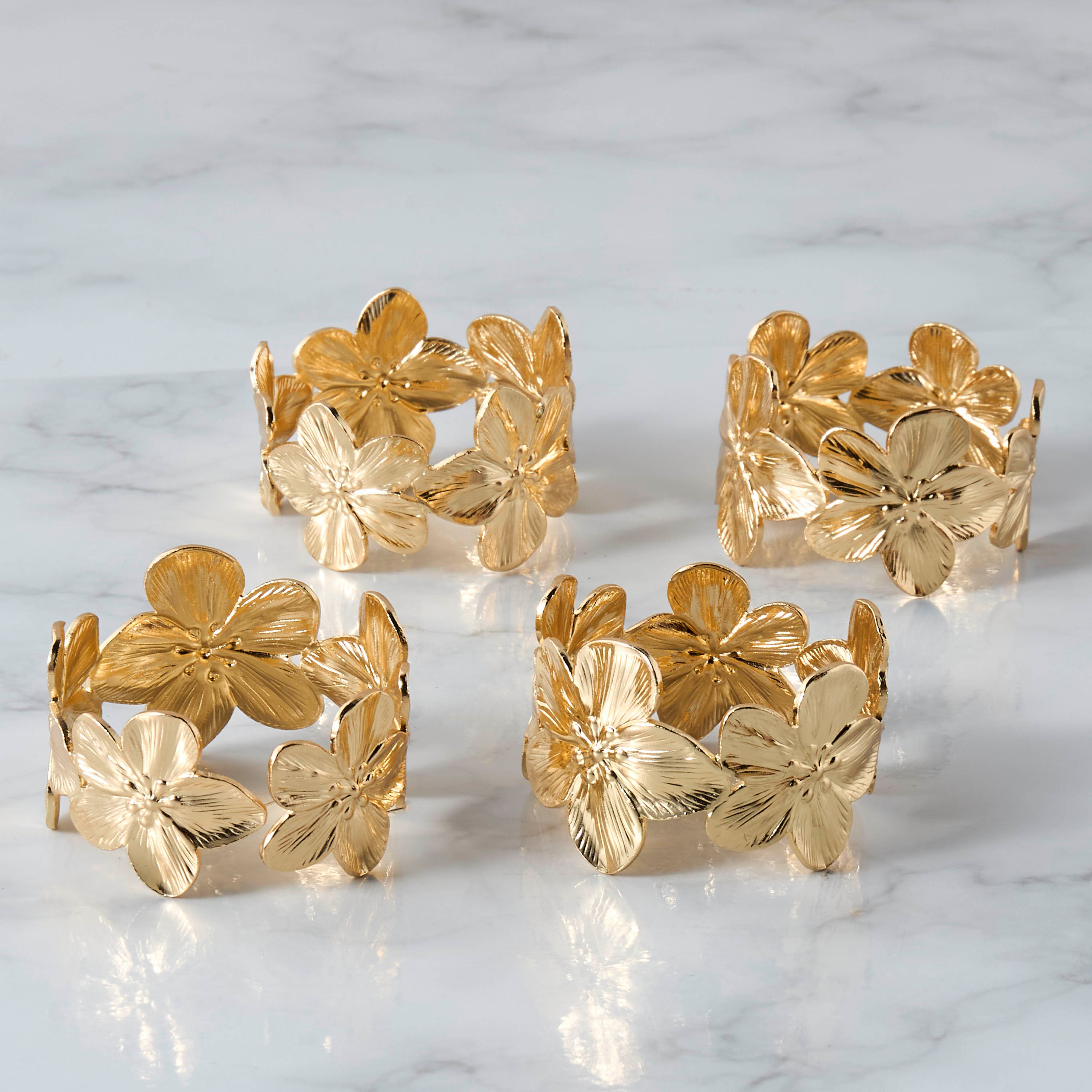 Floral Textured Napkin Ring - Set of 4-household-dining-tablelinen-napkinsandaccessories-image-1