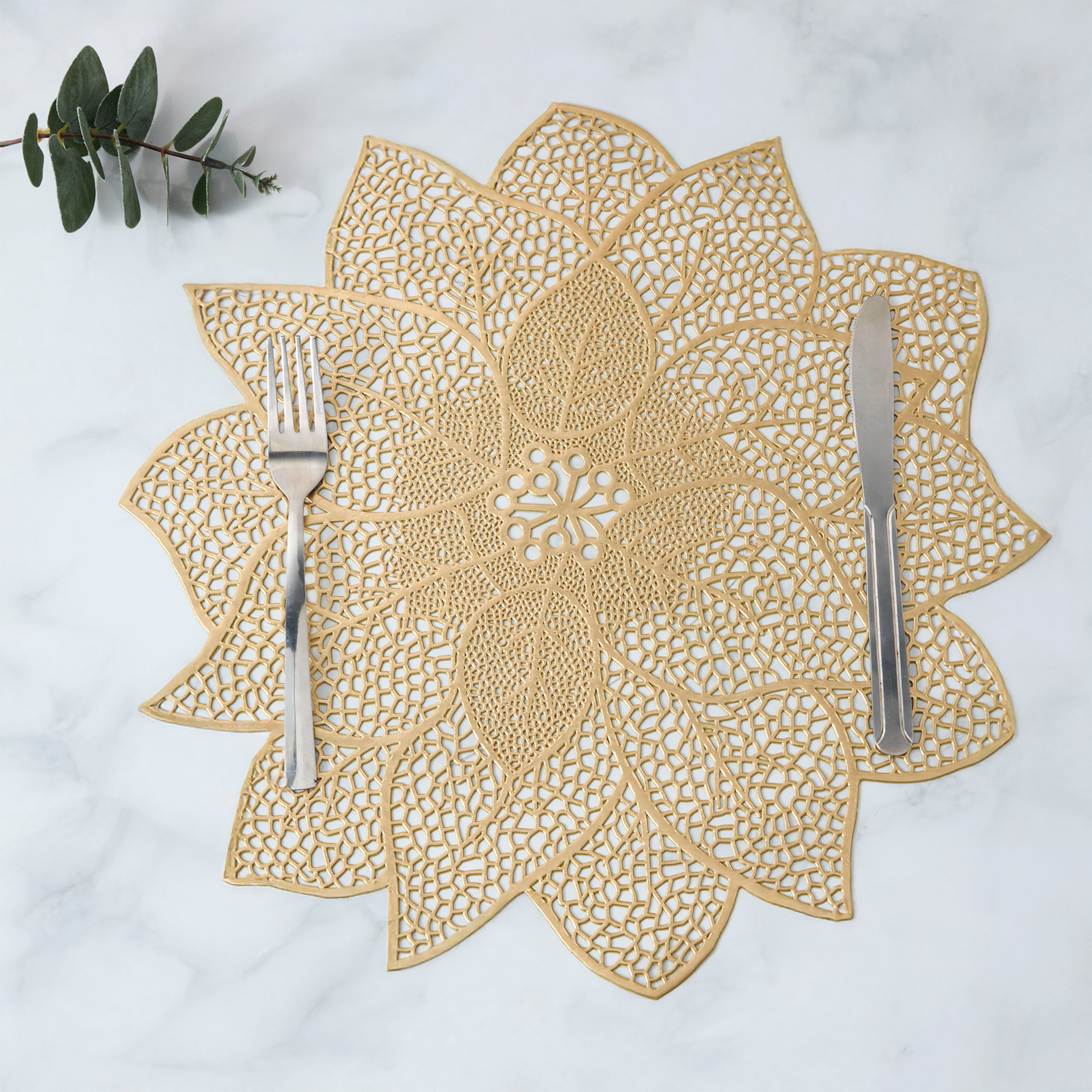 Hibiscus Floral Shaped Placemat - Set of 4-household-dining-tablelinen-placemats-image-1