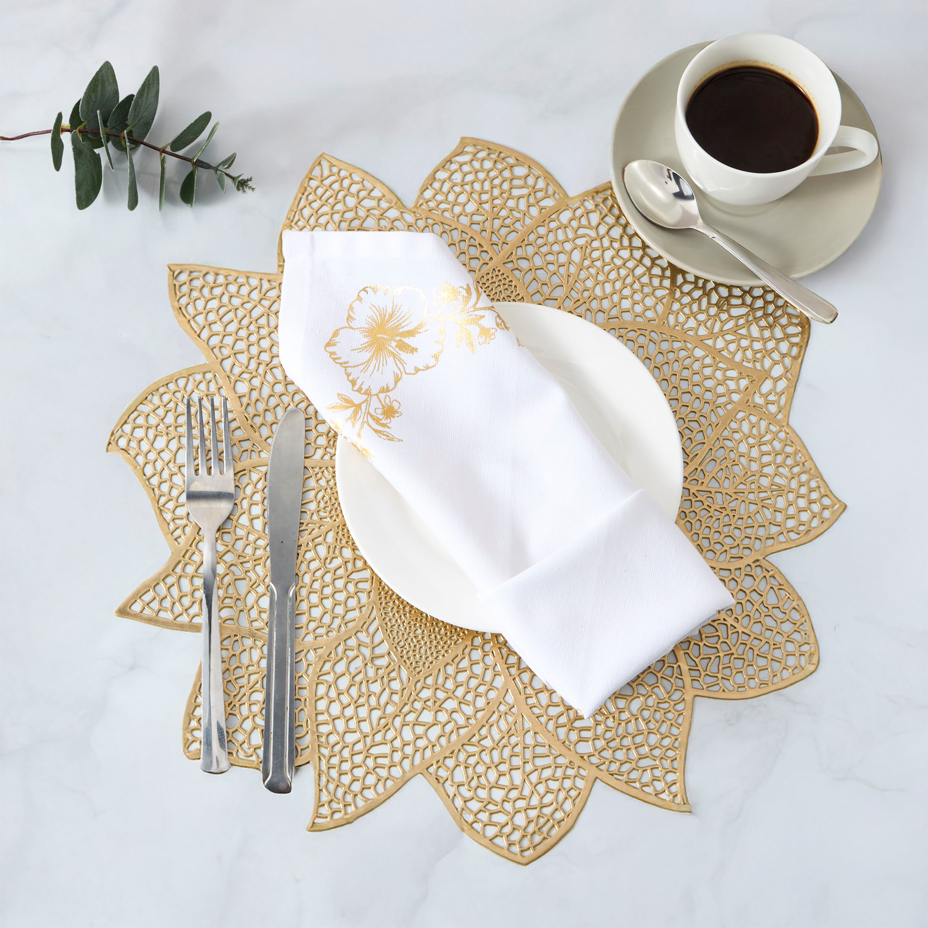 Hibiscus Floral Shaped Placemat - Set of 4-household-dining-tablelinen-placemats-image-2