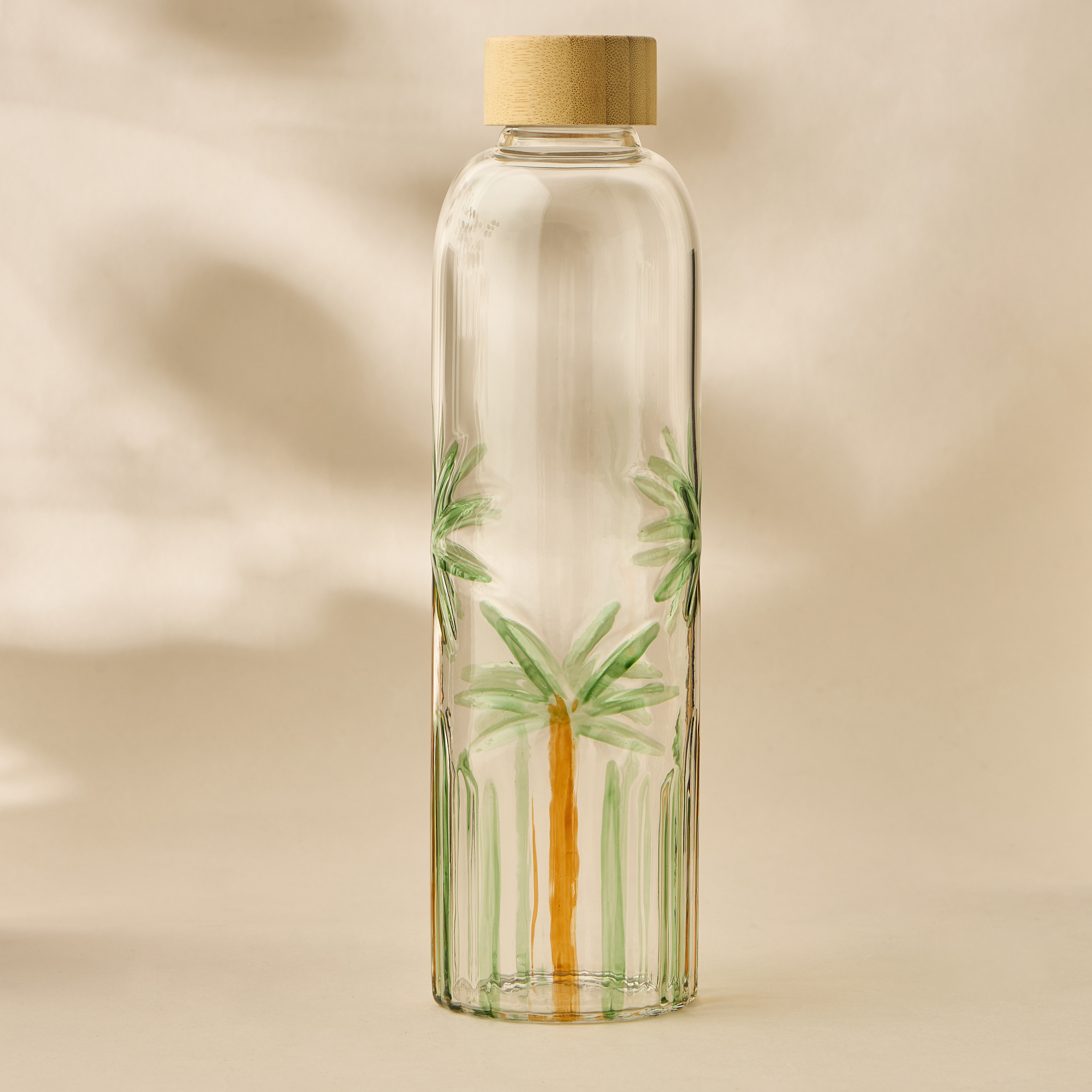قارورة مياه زجاج بطبعات شجر النخيل-household-dining-drinkserveware-bottles-image-6