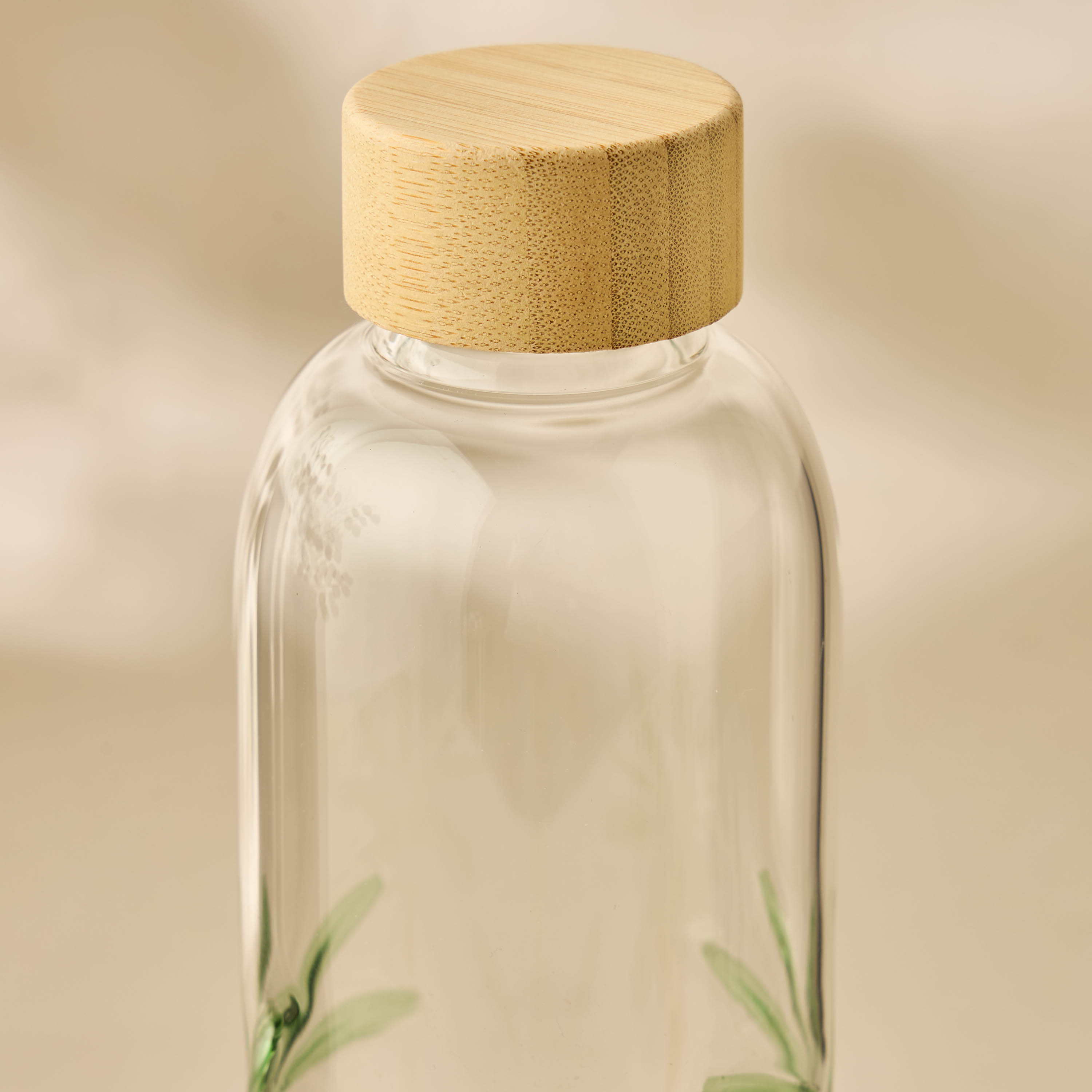 قارورة مياه زجاج بطبعات شجر النخيل-household-dining-drinkserveware-bottles-image-5