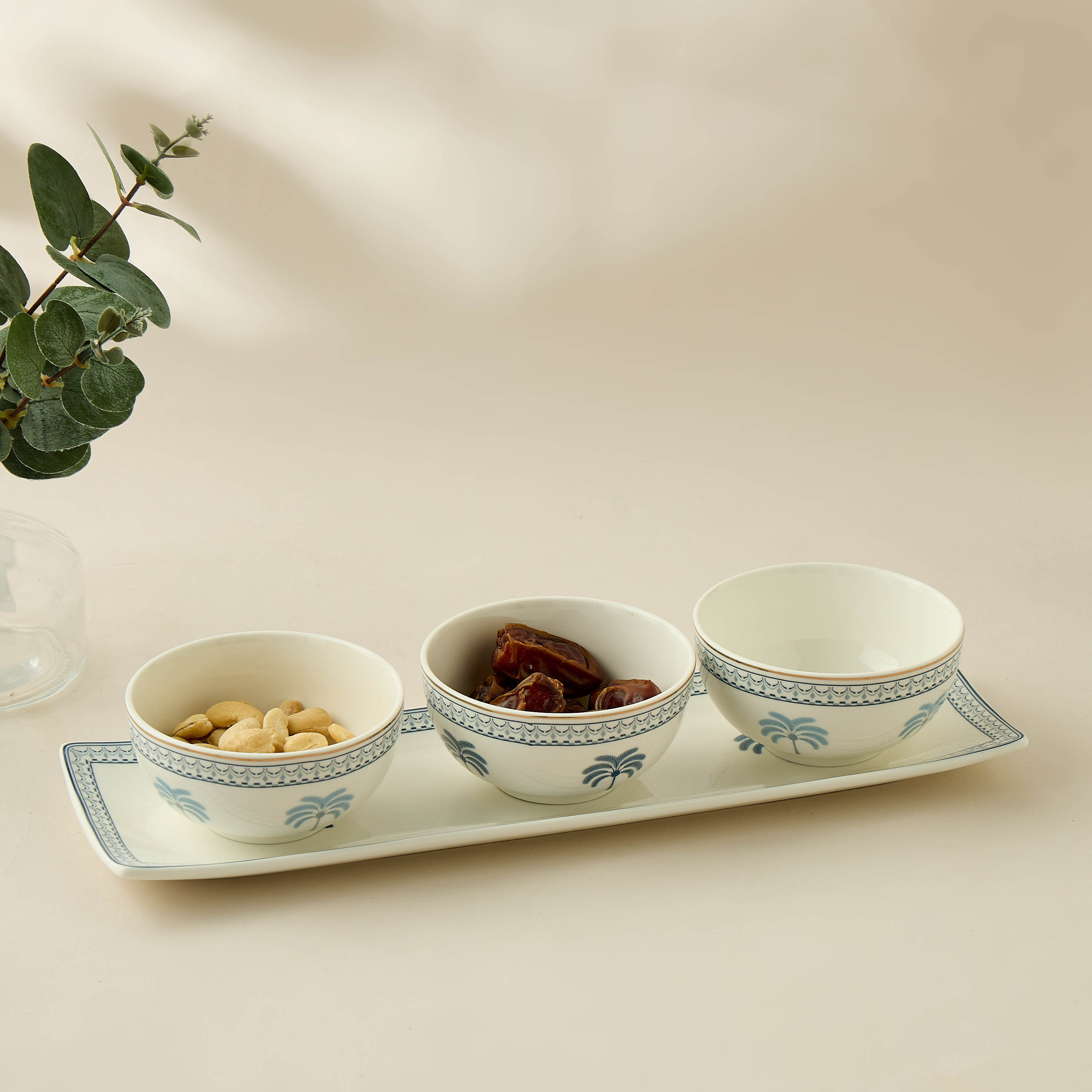 Palm Tree Print 3-Piece Bone China Serving Bowl Set with Tray-household-dining-serveware-servingtrays-image-5
