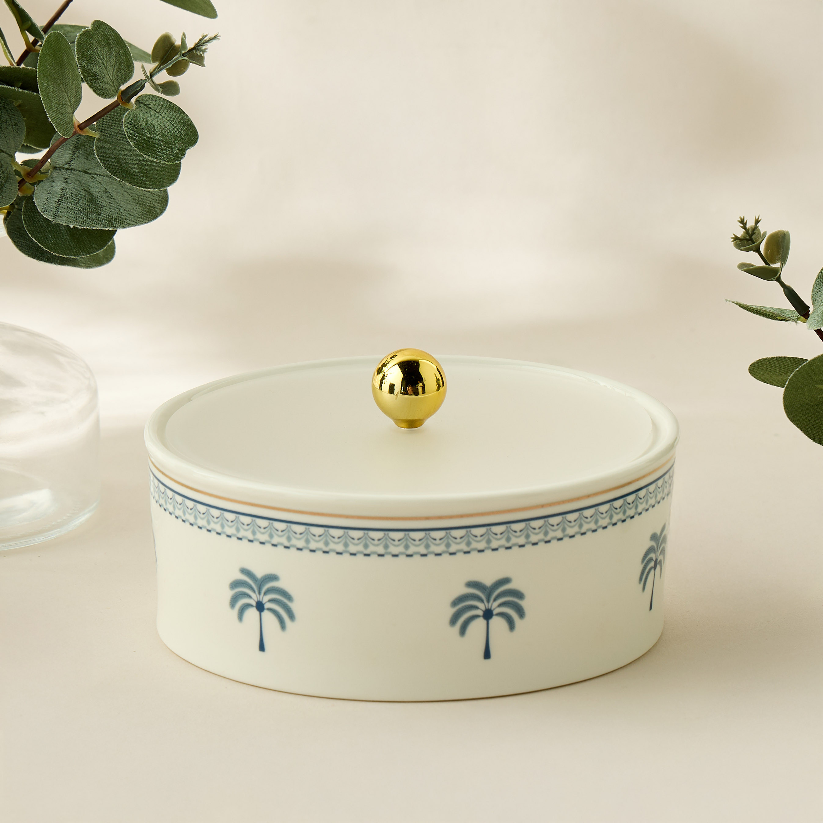 Palm Tree Print Bone China Date Bowl - 16x14 cms-household-dining-dinnerware-bowls-image-4