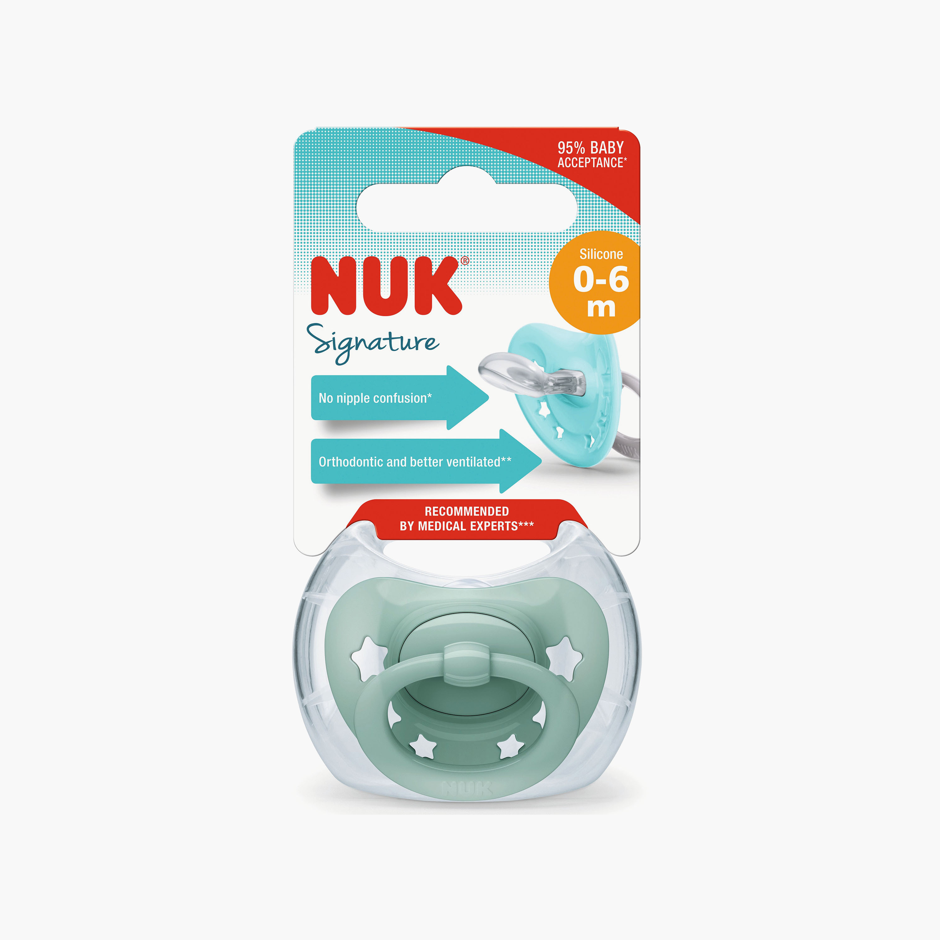 NUK Signature BPA Free Silicone Pacifier - 0-6 Months - Green-baby-feeding-pacifiers-image-2