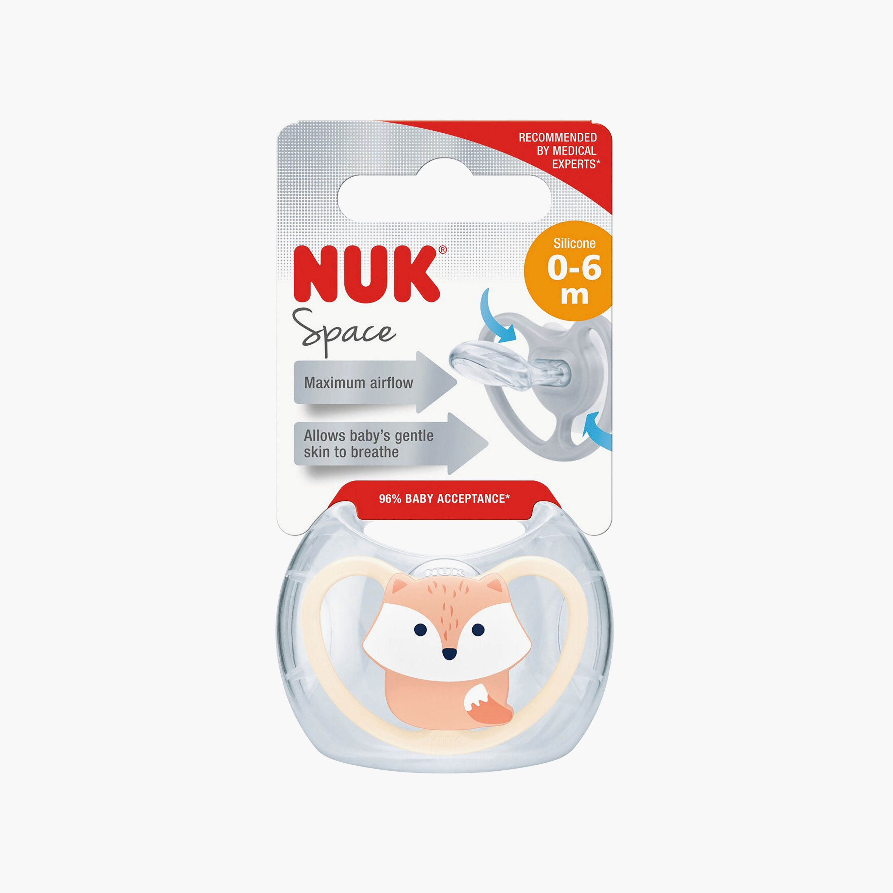 NUK Space BPA Free Silicone - 0-6 Months - Fox-baby-feeding-pacifiers-image-2