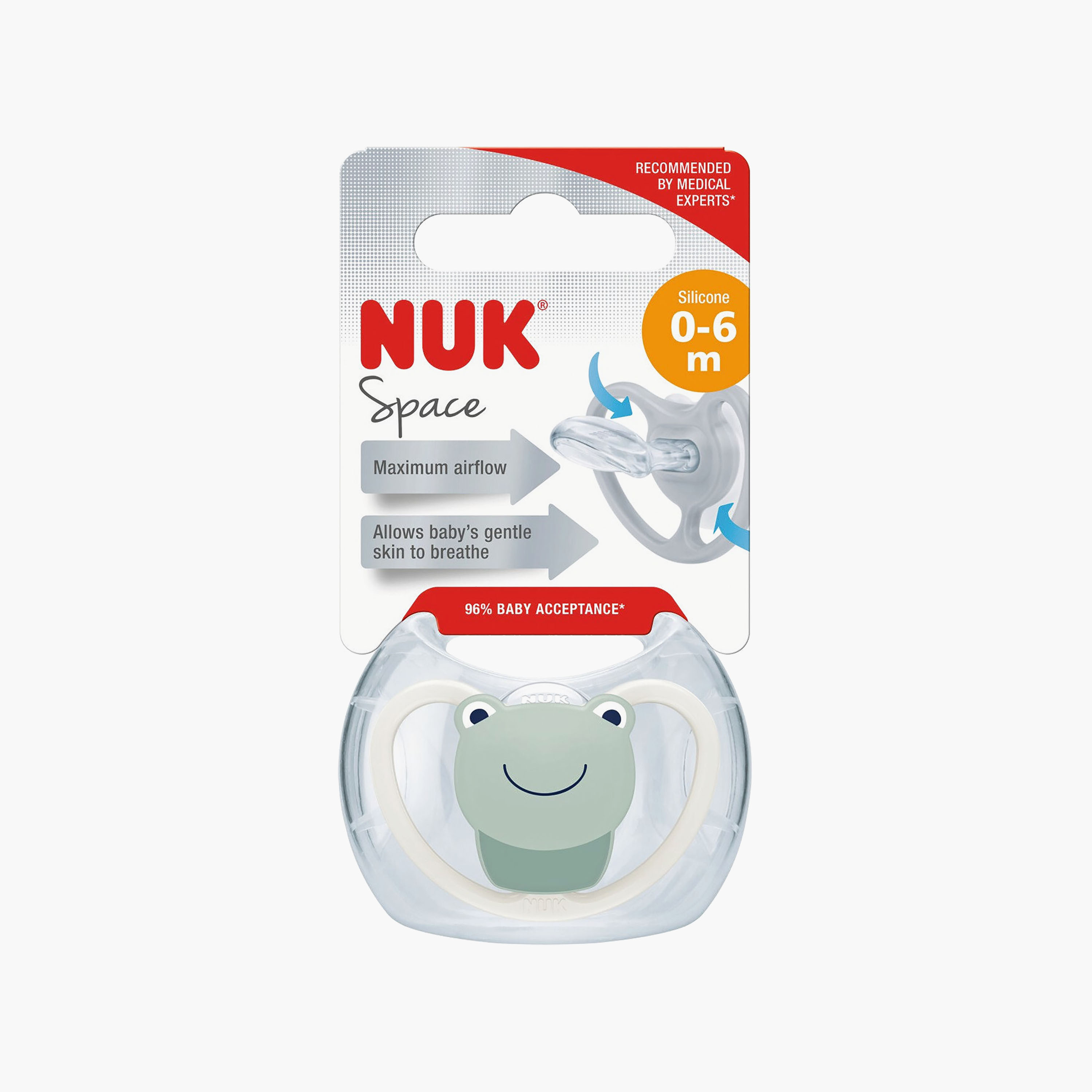 NUK Space BPA Free Silicone - 0-6 Months - Frog-baby-feeding-pacifiers-image-2