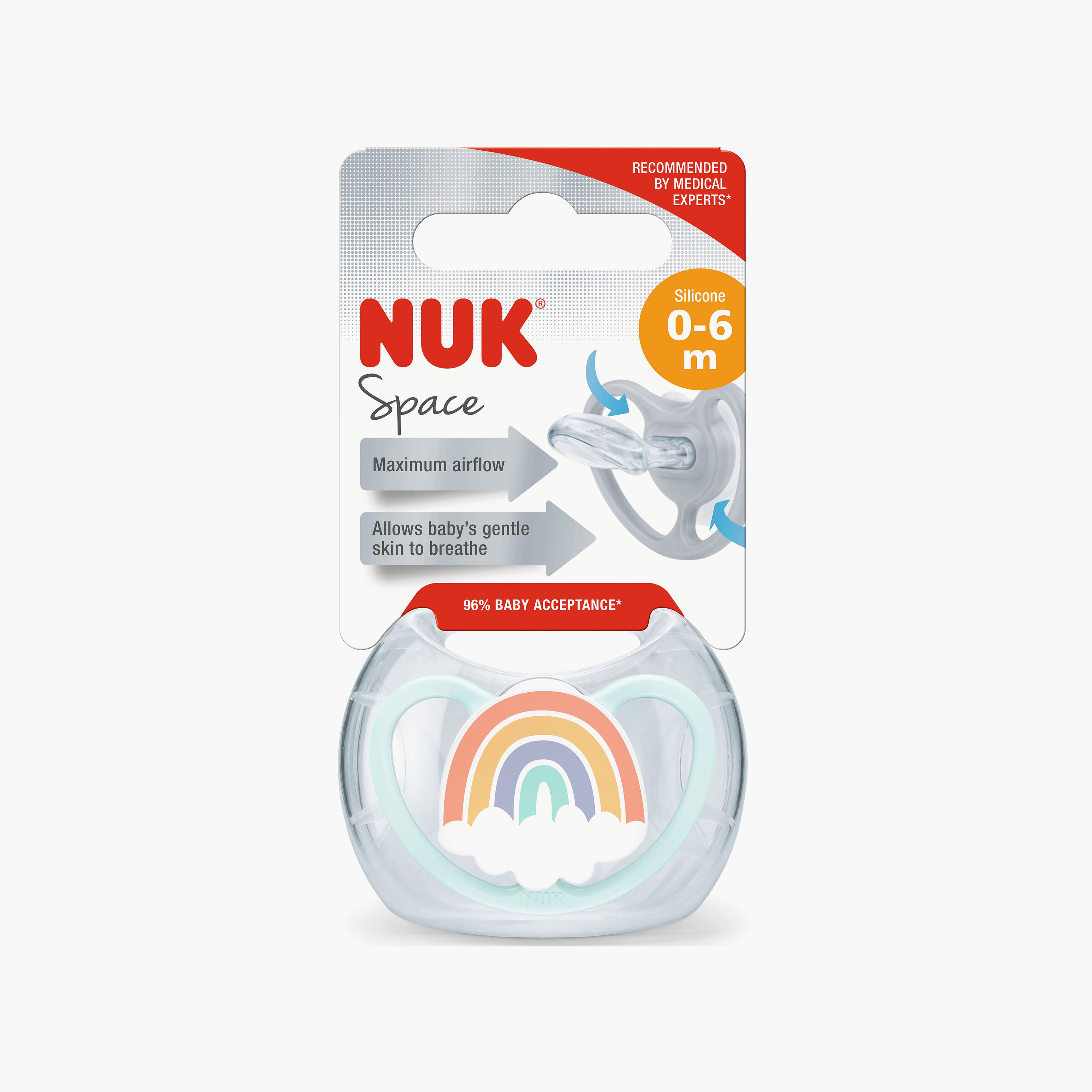 NUK Space BPA Free Silicone - 0-6 Months - Rainbow-baby-feeding-pacifiers-image-2