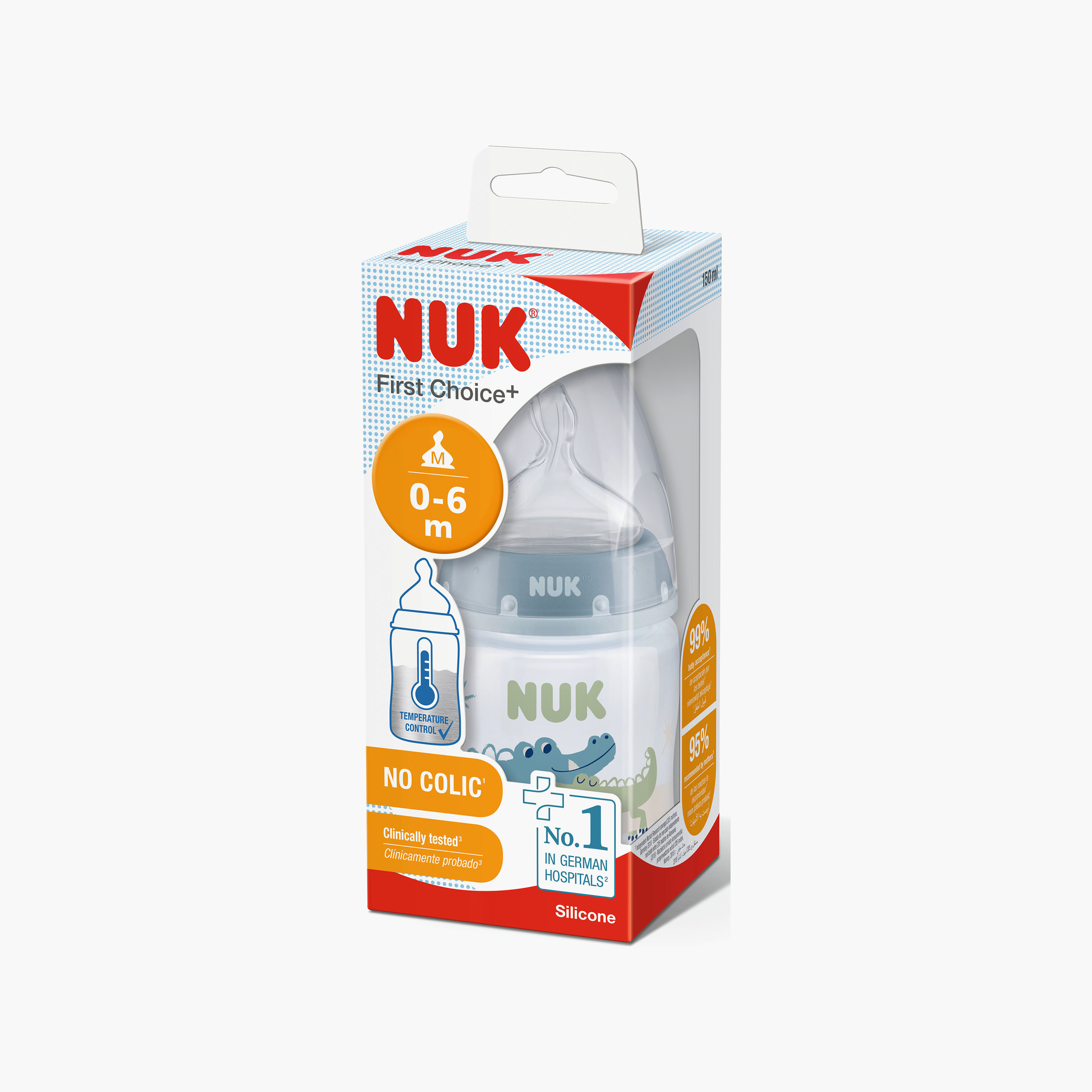 NUK First Choice+ Feeding Bottle - 0-6 Months - 150 ml - Blue-baby-feeding-feedingbottles-bottlesandteats-image-2