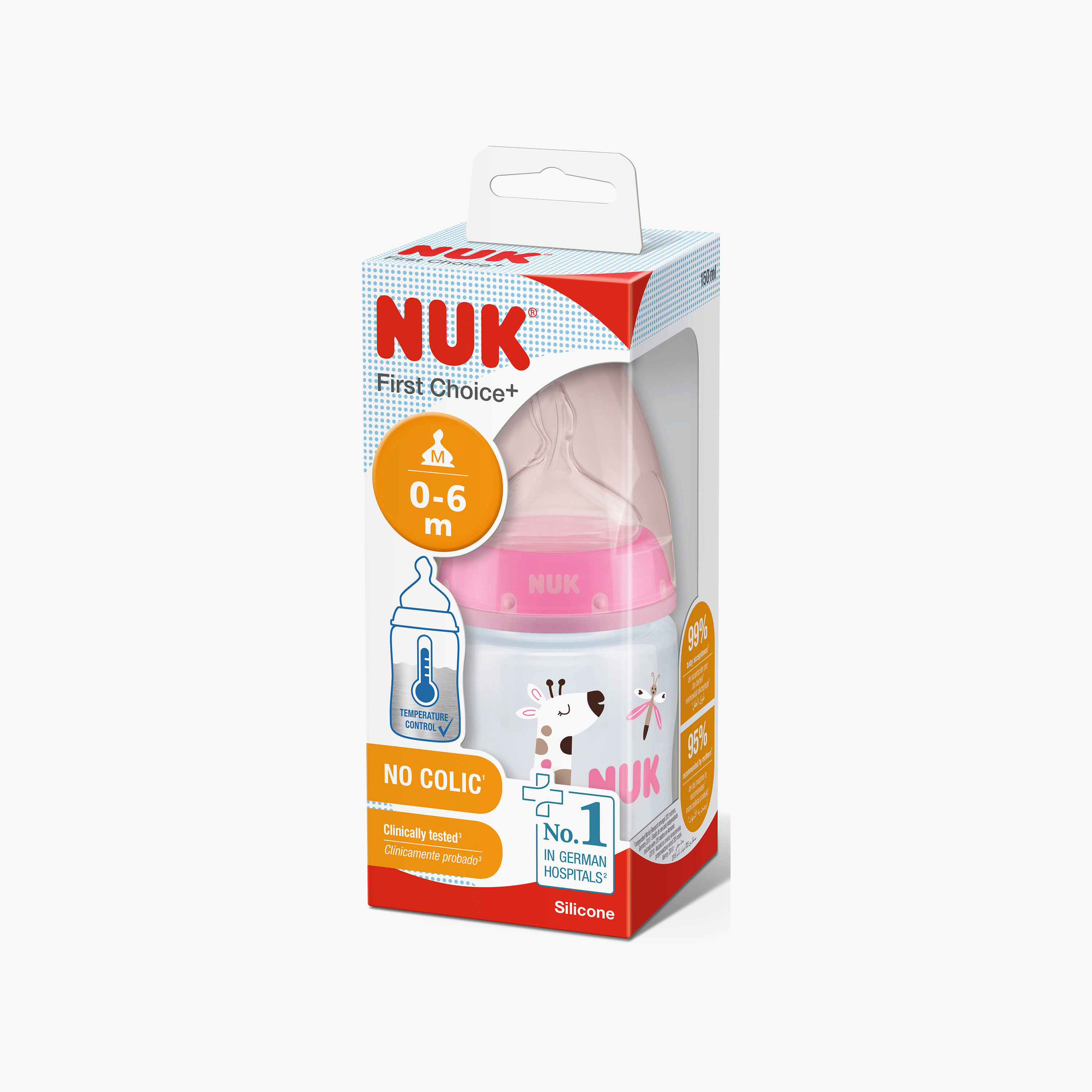 NUK First Choice+ Feeding Bottle - 0-6 Months - 150 ml - Pink-baby-feeding-feedingbottles-bottlesandteats-image-2