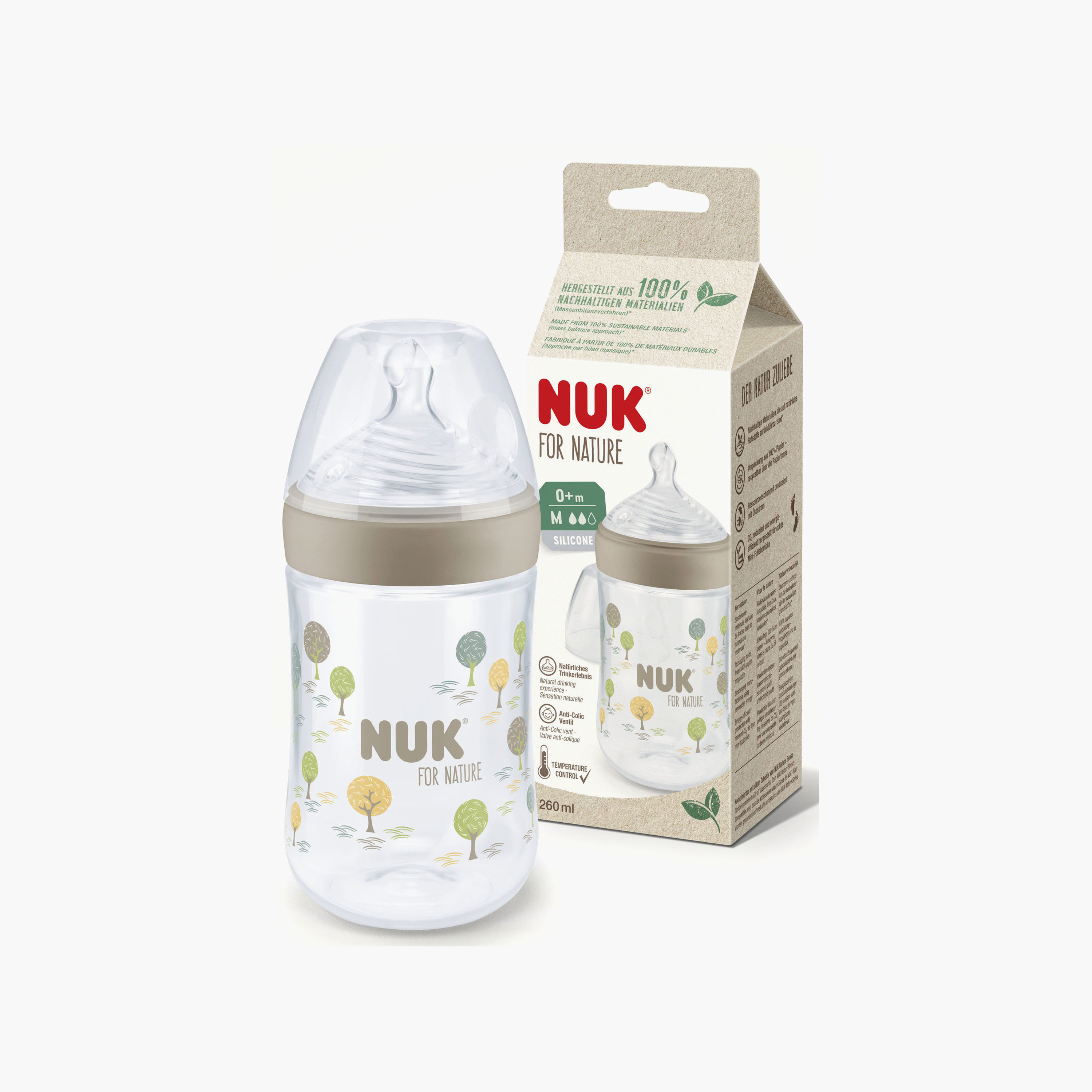 NUK For Nature Feeding Bottle - 0+ Months - 260 ml - Grey-baby-feeding-feedingbottles-bottlesandteats-image-2