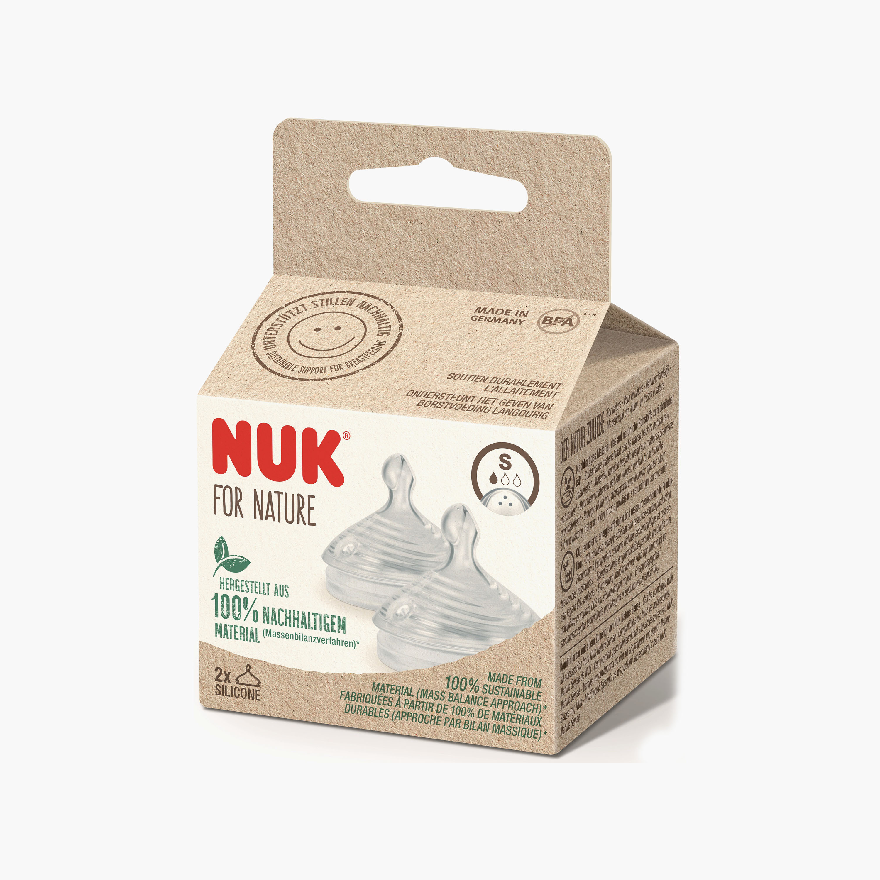 NUK 2-Piece For Nature Slow Flow Silicone Bottle Teat - Small-baby-feeding-feedingbottles-bottlesandteats-image-2