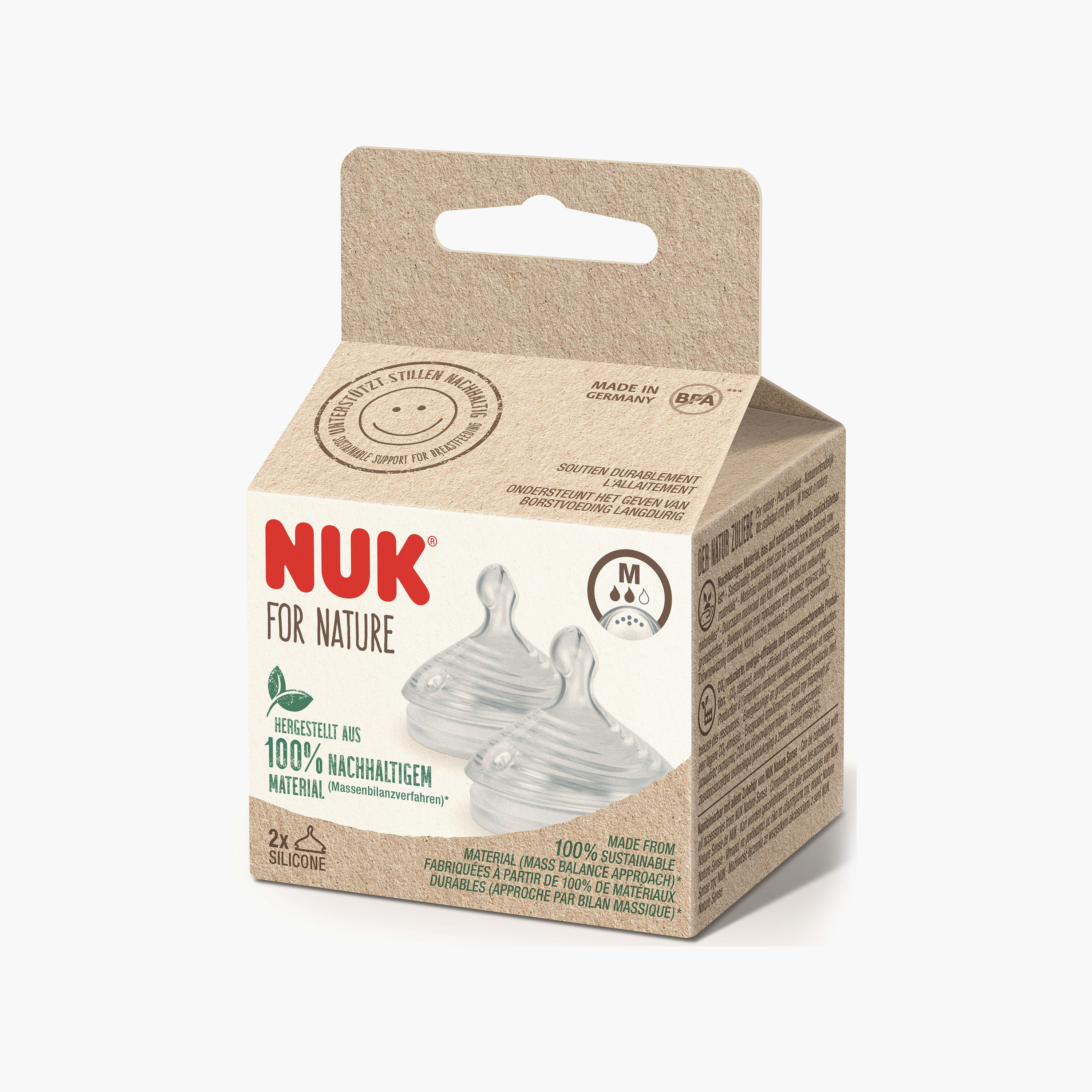 NUK 2-Piece For Nature Medium Flow Silicone Bottle Teat - Medium-baby-feeding-feedingbottles-bottlesandteats-image-2