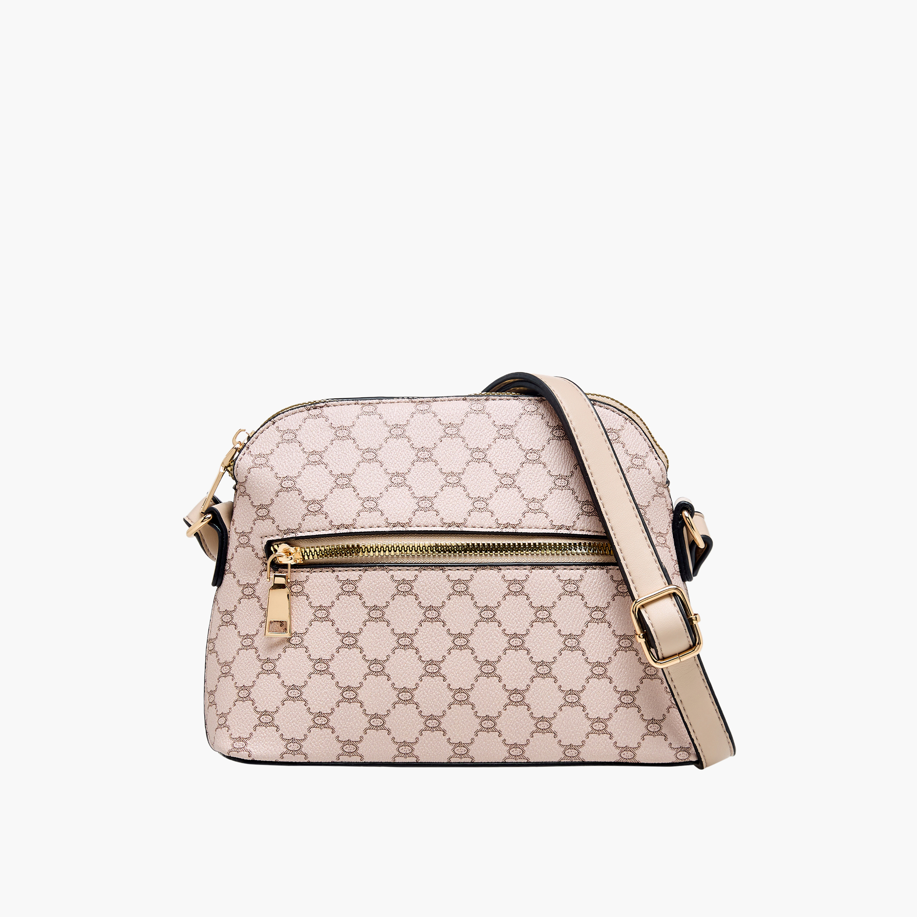 شنطة كروس بودي بسحاب إغلاق وطبعات مونوجرام من أدور توم-women-bagsandwallets-handbags-image-1