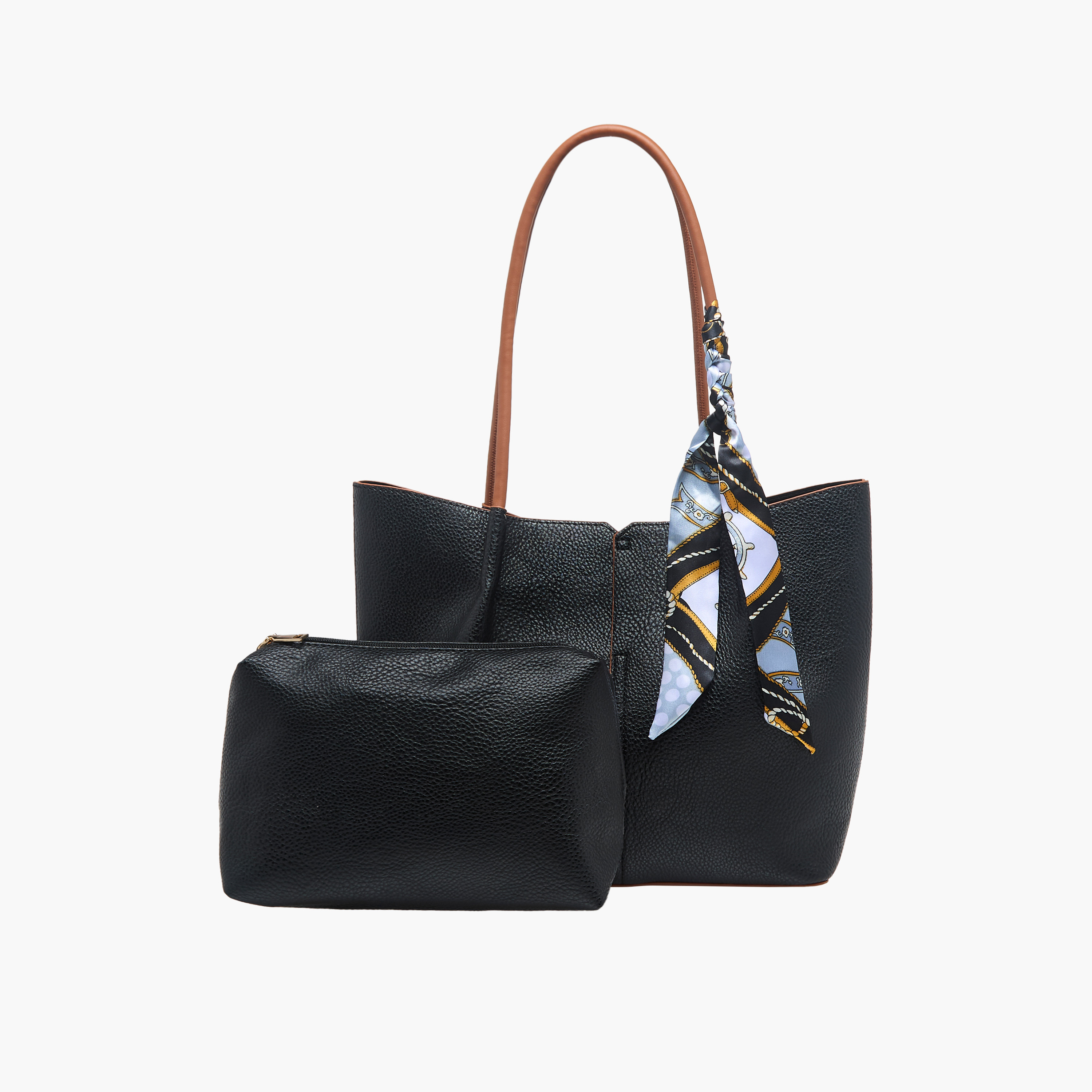 Adore Tom Scarf Accent Tote Bag with Pouch-women-bagsandwallets-handbags-image-1