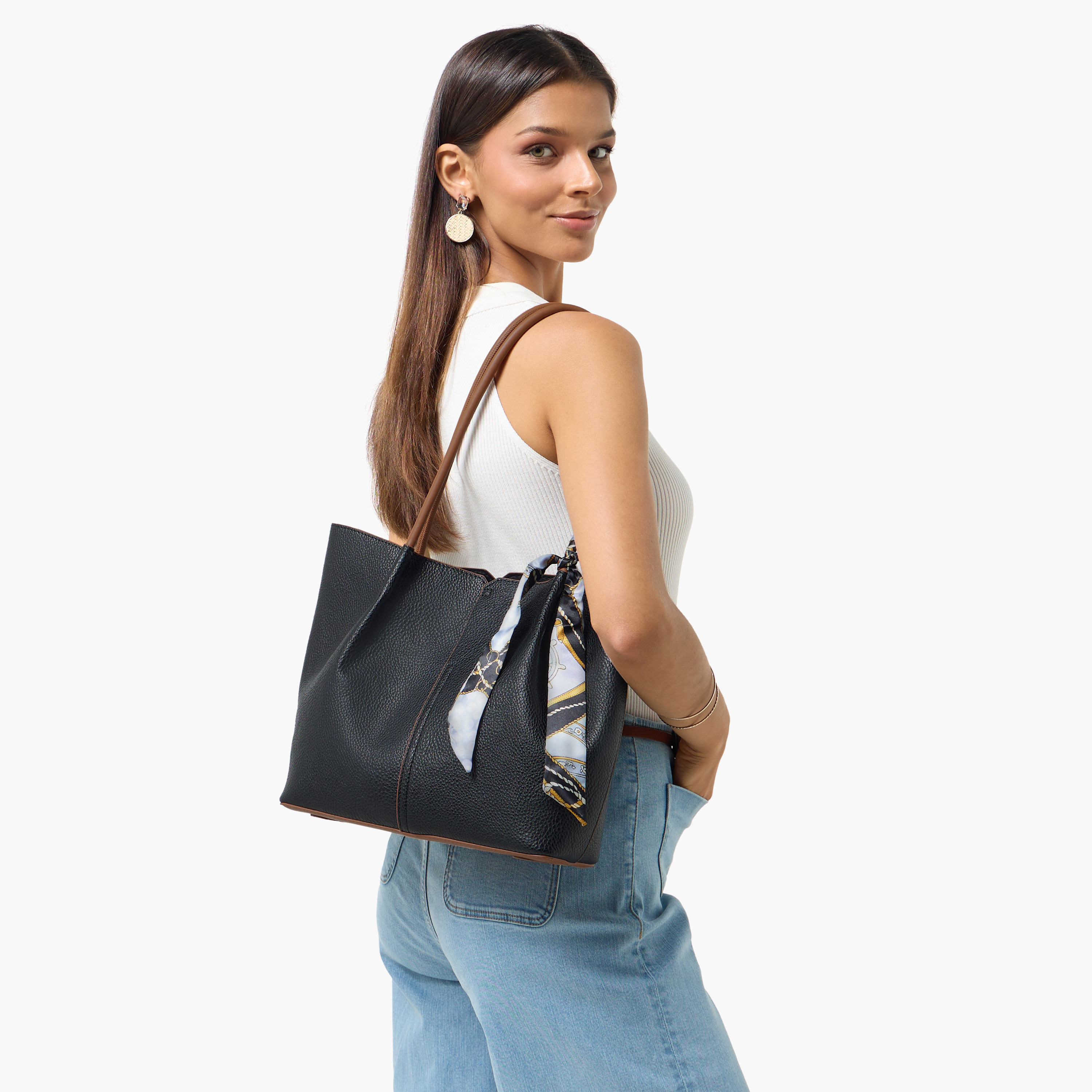 Adore Tom Scarf Accent Tote Bag with Pouch-women-bagsandwallets-handbags-image-2