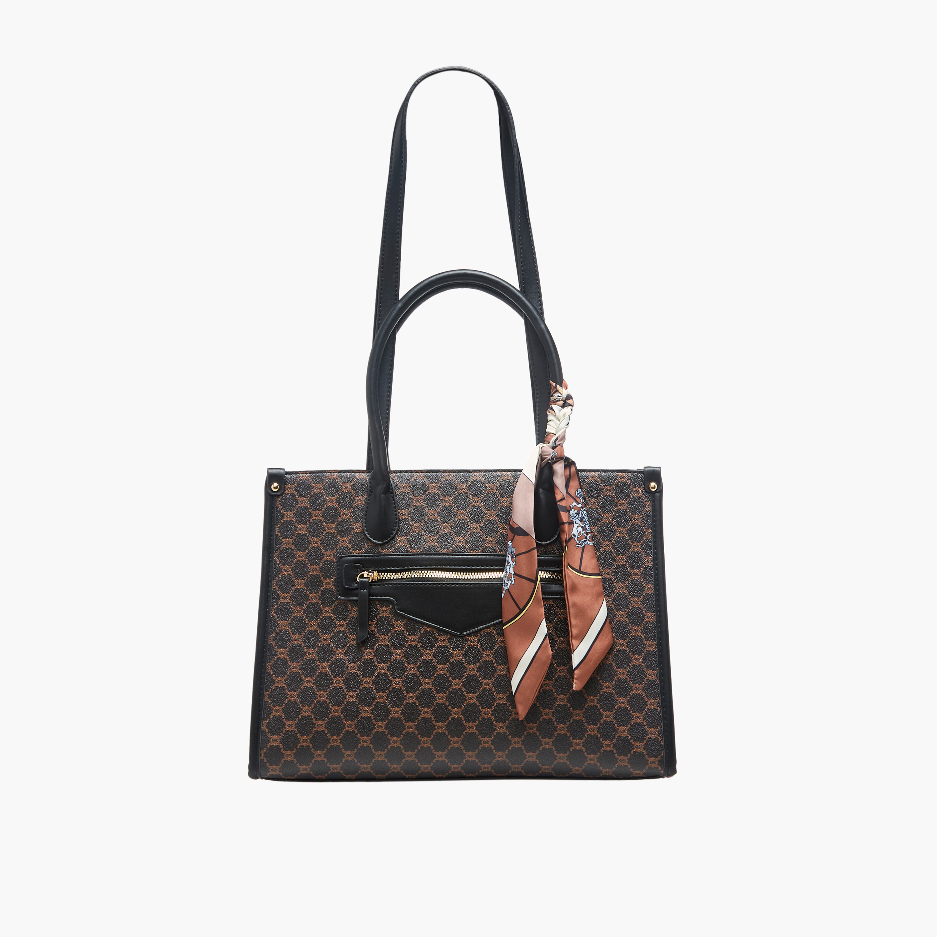 Adore Tom Monogram Print Tote Bag with Scarf Accent-women-bagsandwallets-handbags-image-1