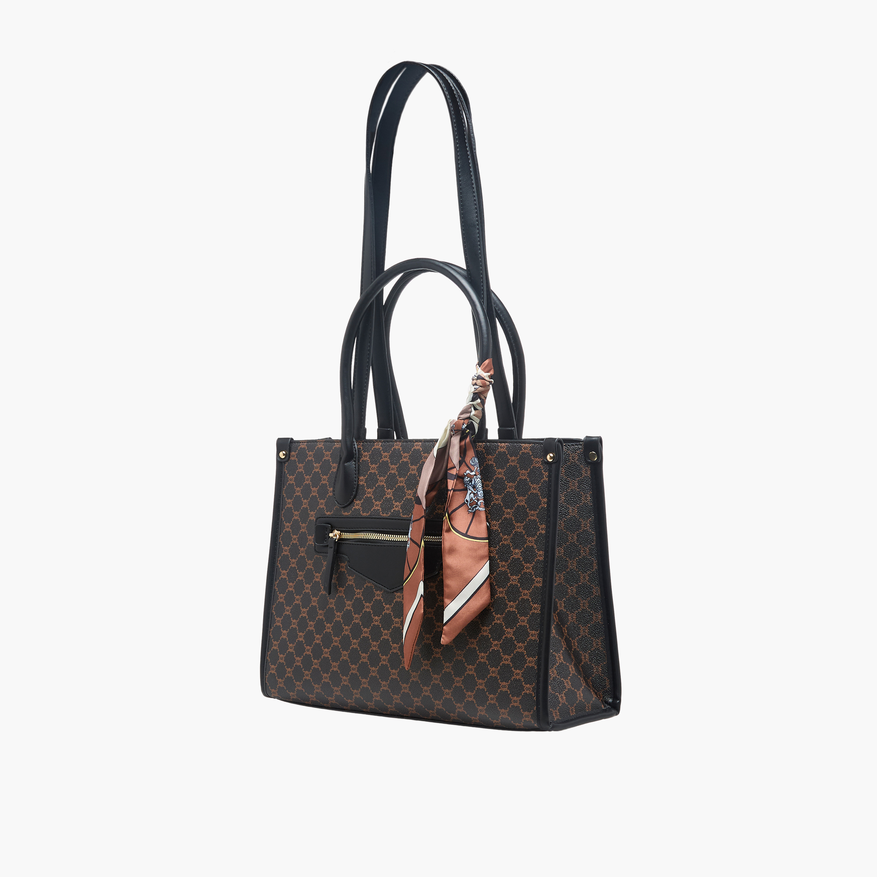 Adore Tom Monogram Print Tote Bag with Scarf Accent-women-bagsandwallets-handbags-image-3
