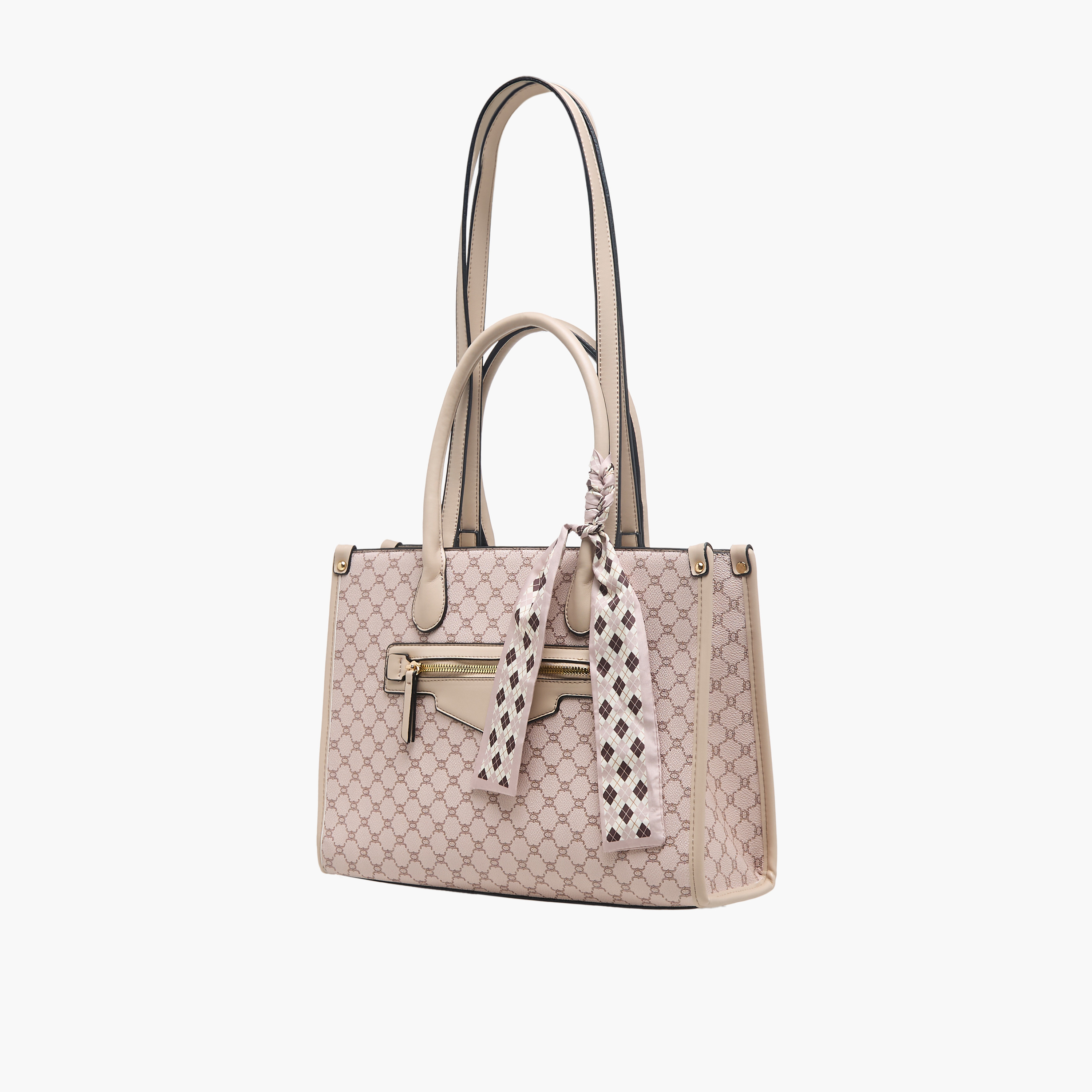 Adore Tom Monogram Print Tote Bag with Scarf Accent-women-bagsandwallets-handbags-image-3