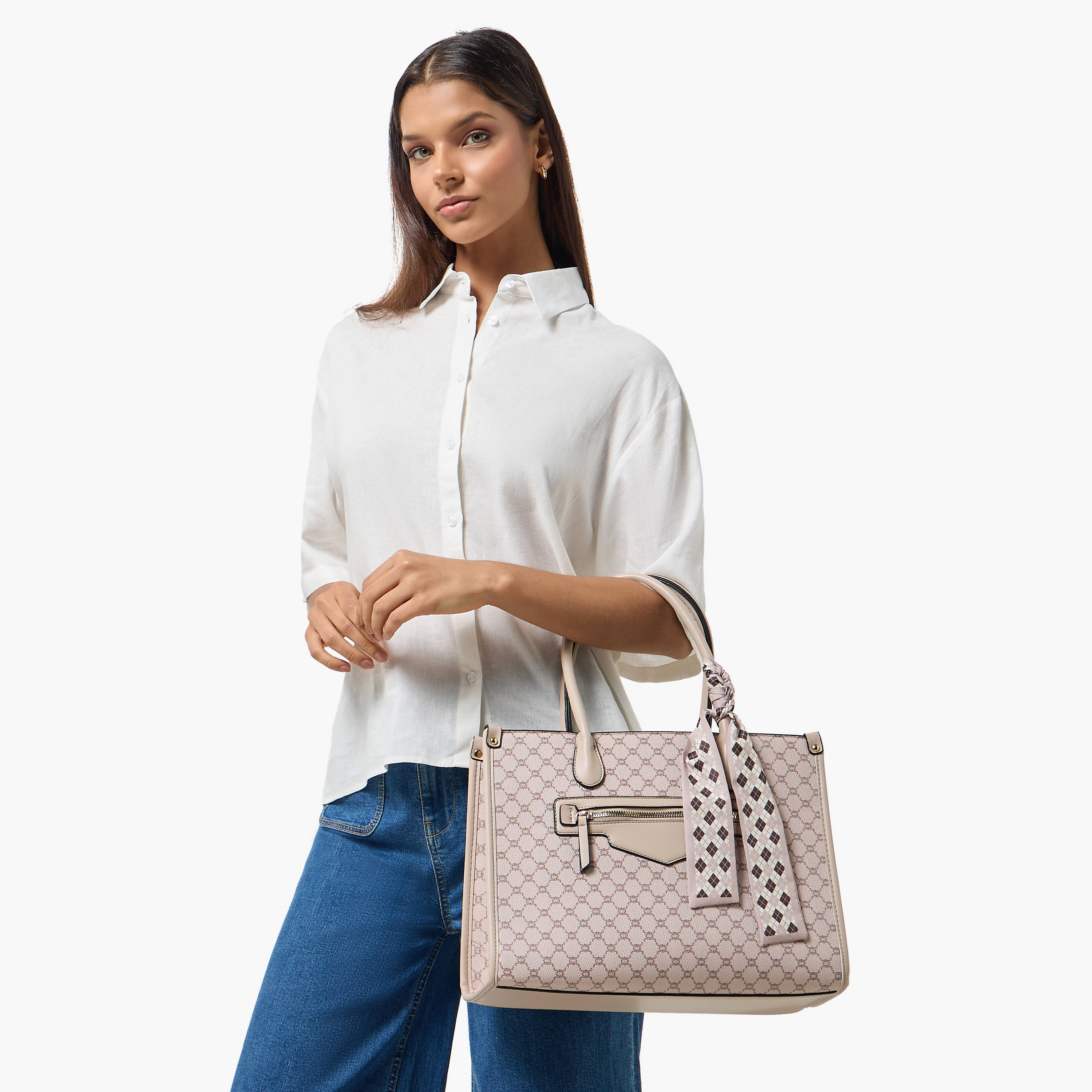 Adore Tom Monogram Print Tote Bag with Scarf Accent-women-bagsandwallets-handbags-image-8