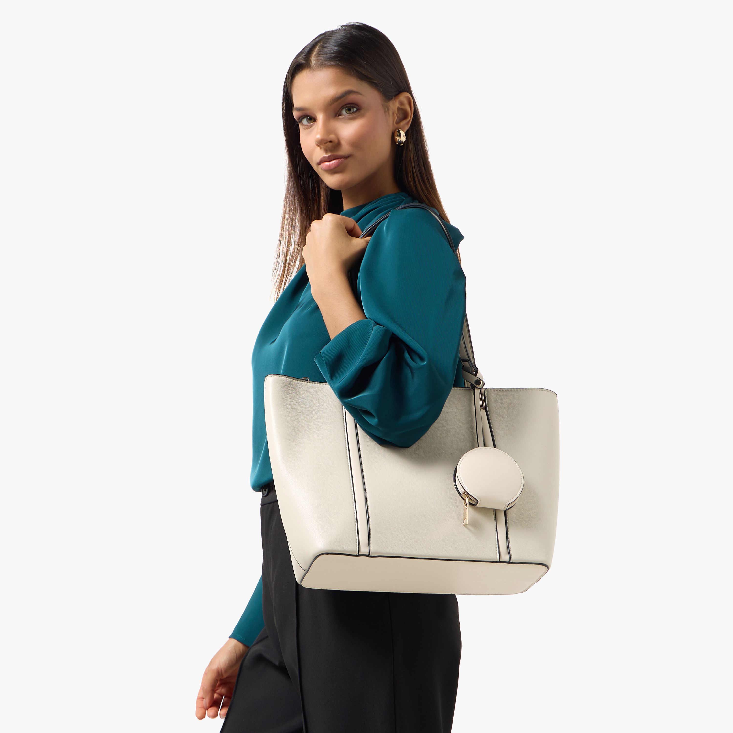 Adore Tom Textured Tote Bag with Coin Pouch-women-bagsandwallets-handbags-image-2