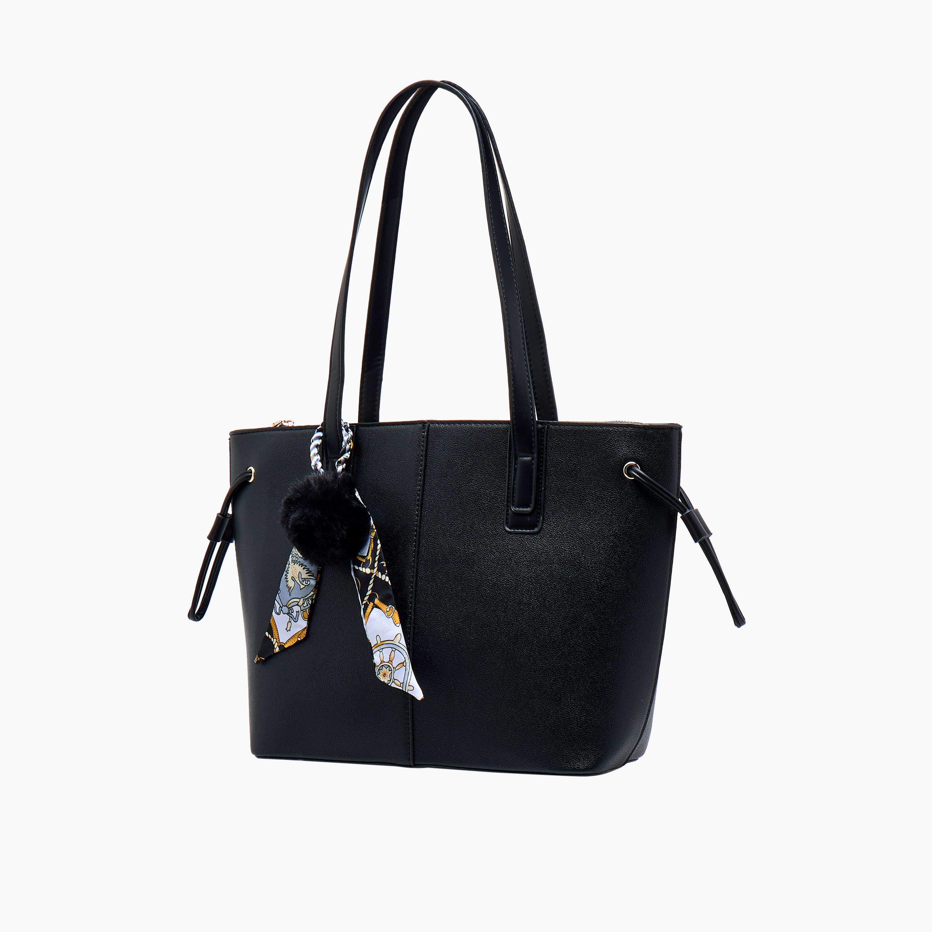 شنطة توتي بتفاصيل وشاح وزينة بوم بوم من أدور توم-women-bagsandwallets-handbags-image-3