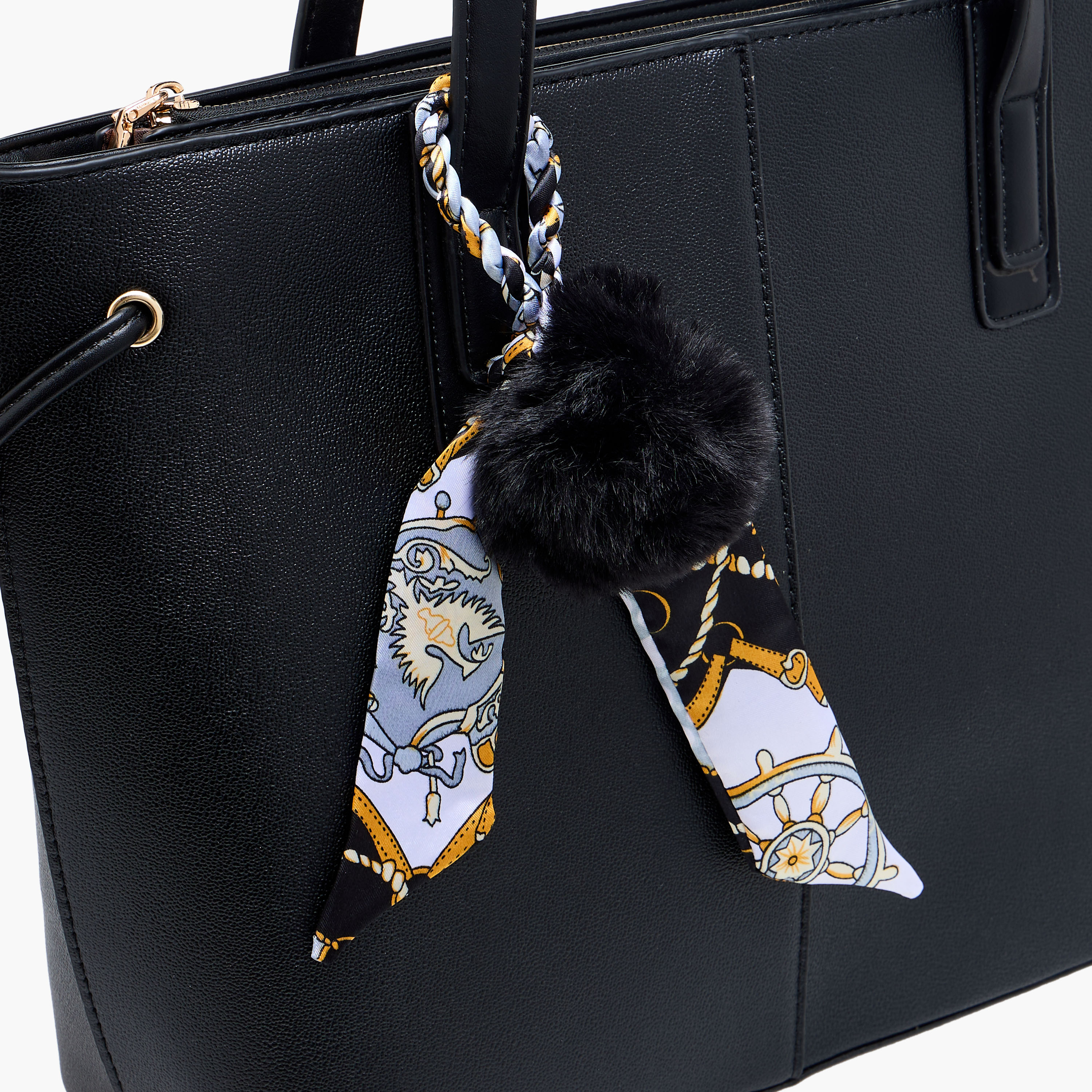 Adore Tom Scarf Detail Tote Bag with Pom-Pom Charm-women-bagsandwallets-handbags-image-5