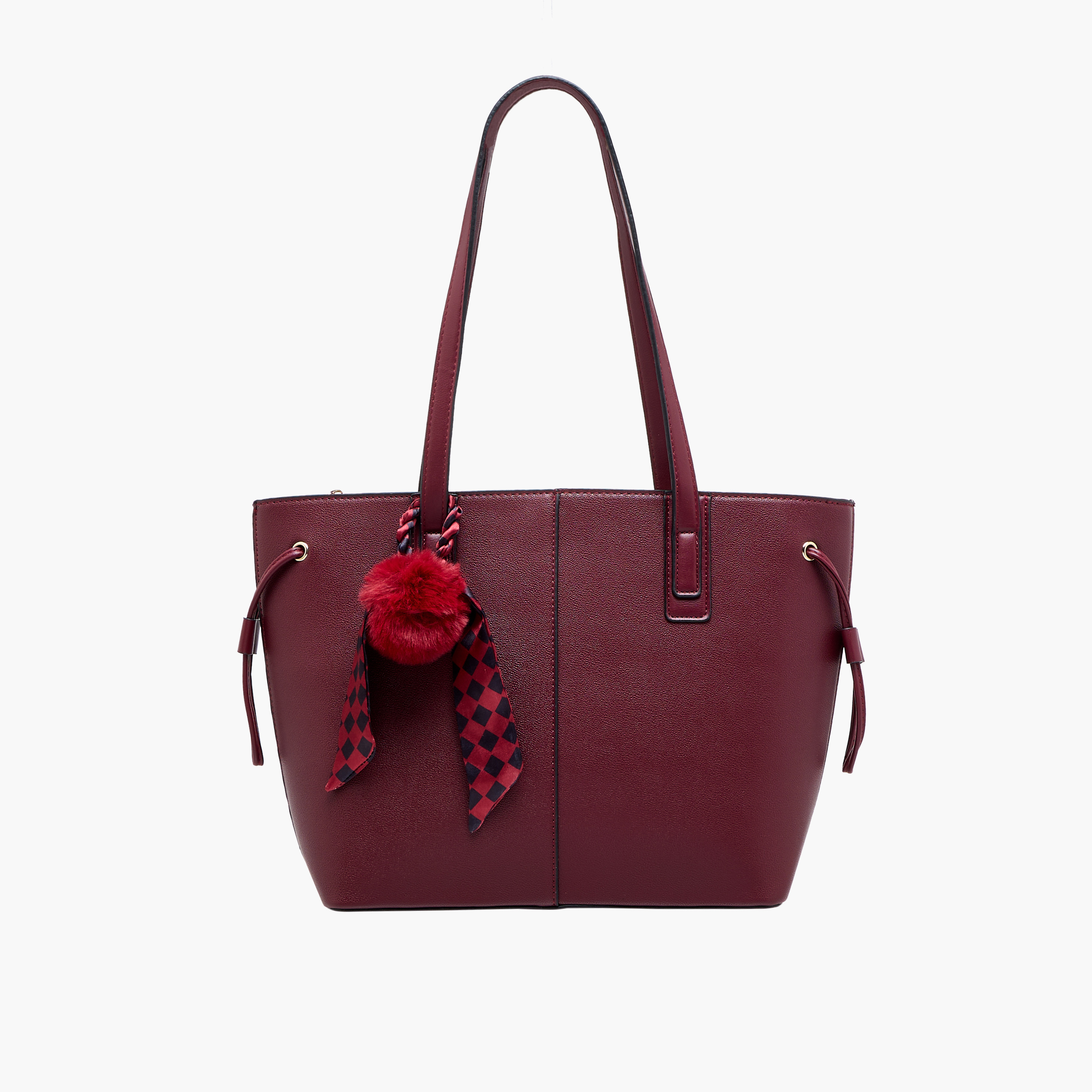 Adore Tom Scarf Detail Tote Bag with Pom-Pom Charm-women-bagsandwallets-handbags-image-9