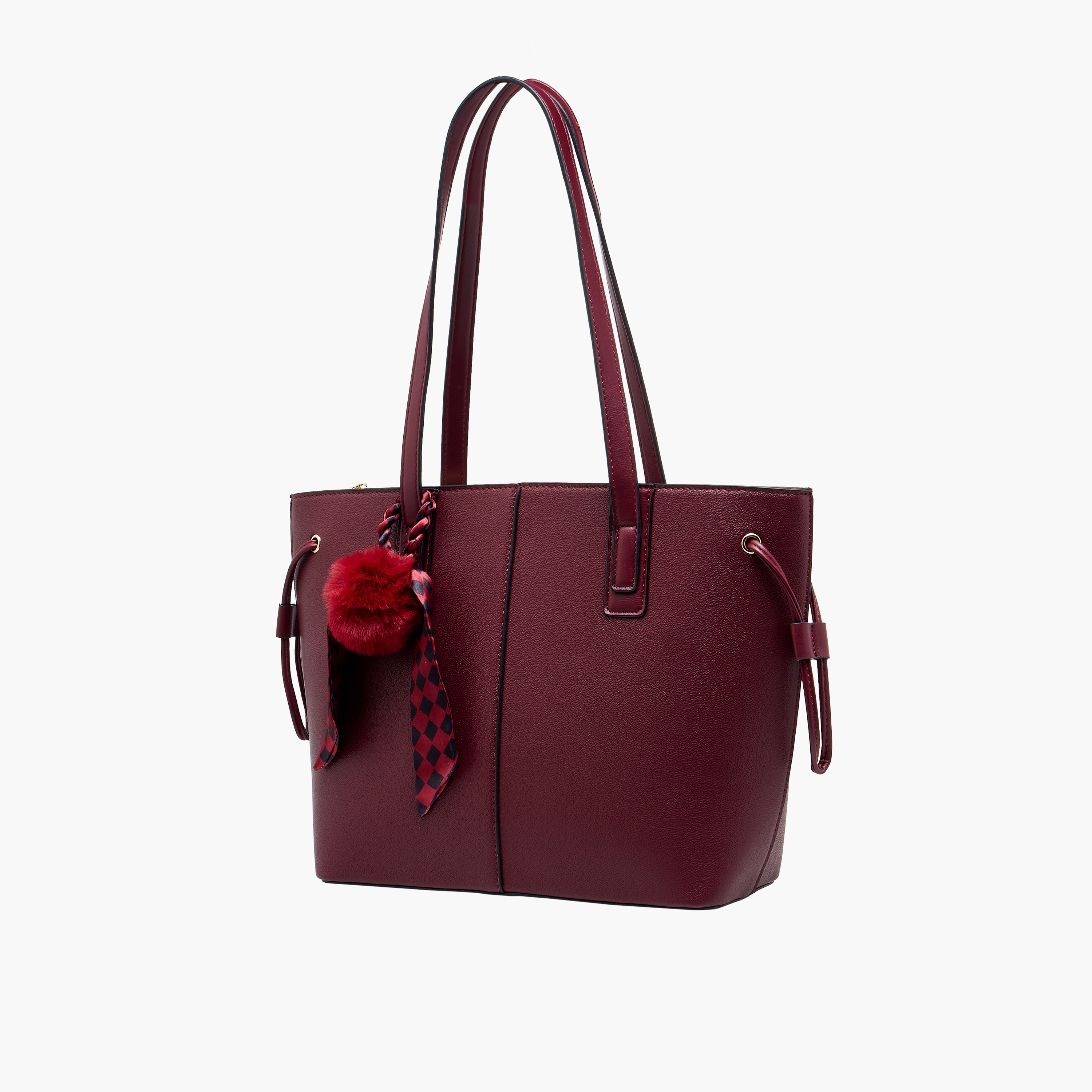 Adore Tom Scarf Detail Tote Bag with Pom-Pom Charm-women-bagsandwallets-handbags-image-11