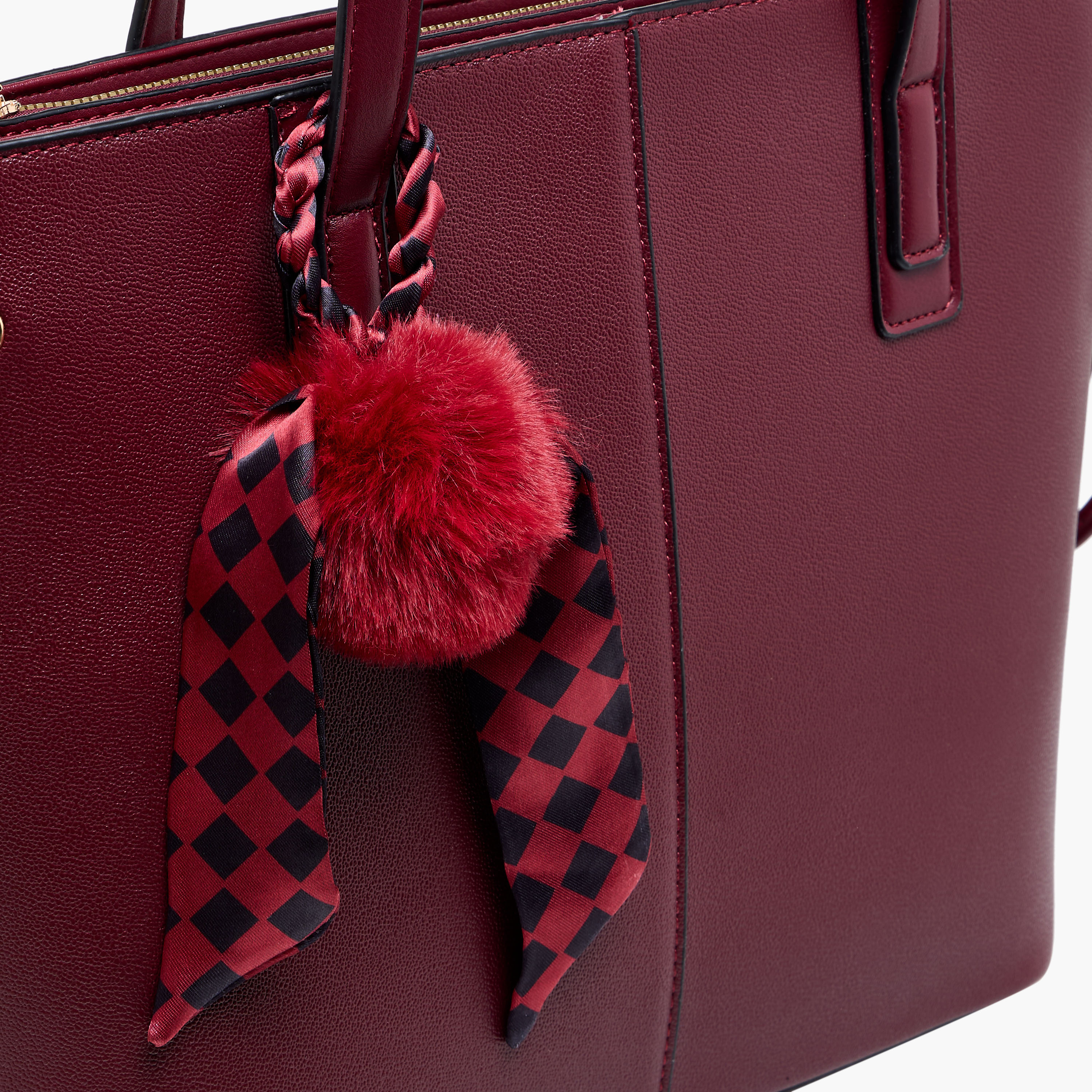 Adore Tom Scarf Detail Tote Bag with Pom-Pom Charm-women-bagsandwallets-handbags-image-13