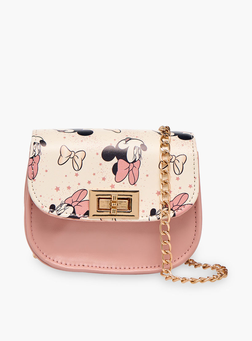 شنطة كروس بودي بحزام سلسلة قابل للفصل وطبعات ميني ماوس من ديزني-girls-accessories-bags-image-1