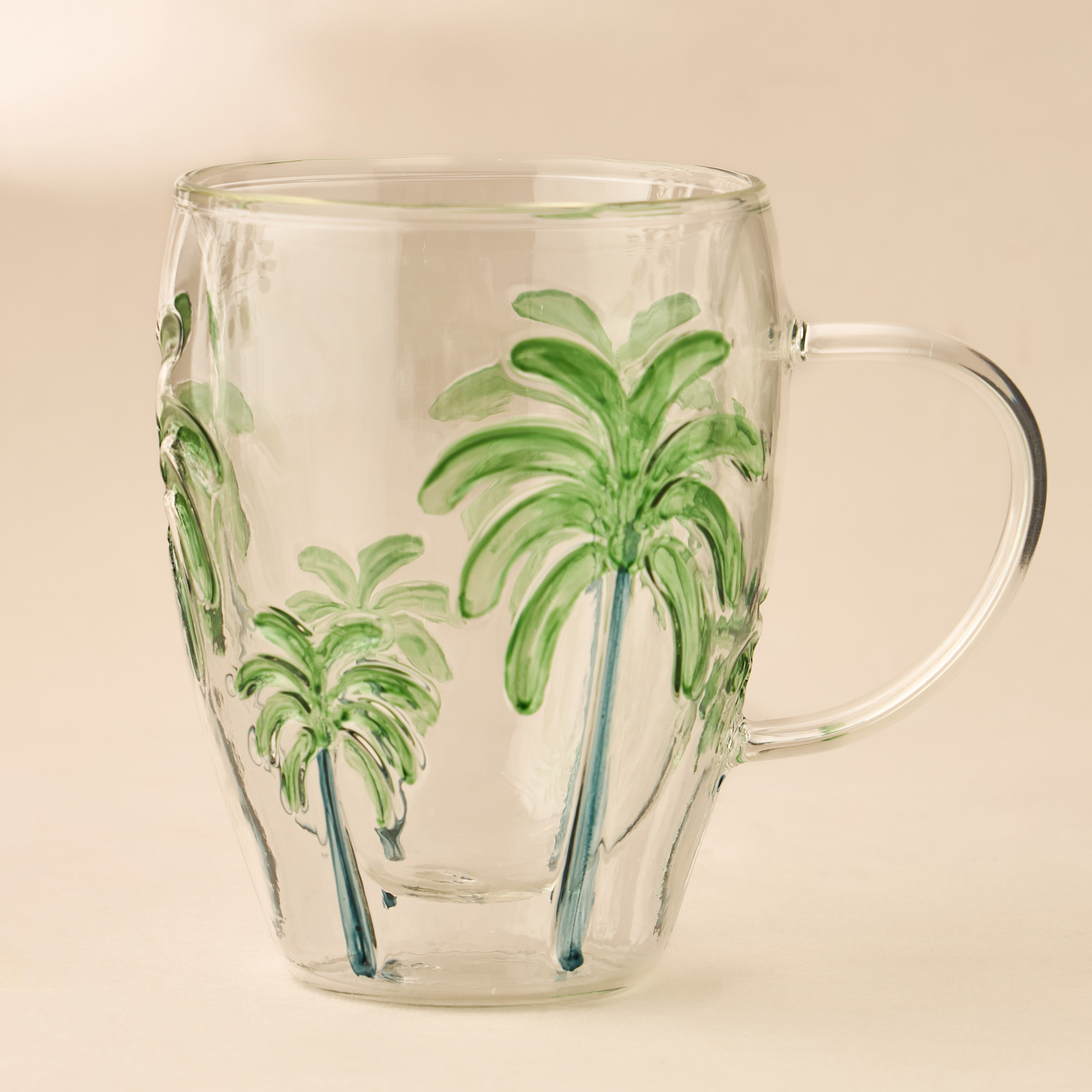 Palm Tree Debossed Glass Double Wall Mug-household-dining-teaandcoffee-mugsandcups-image-1