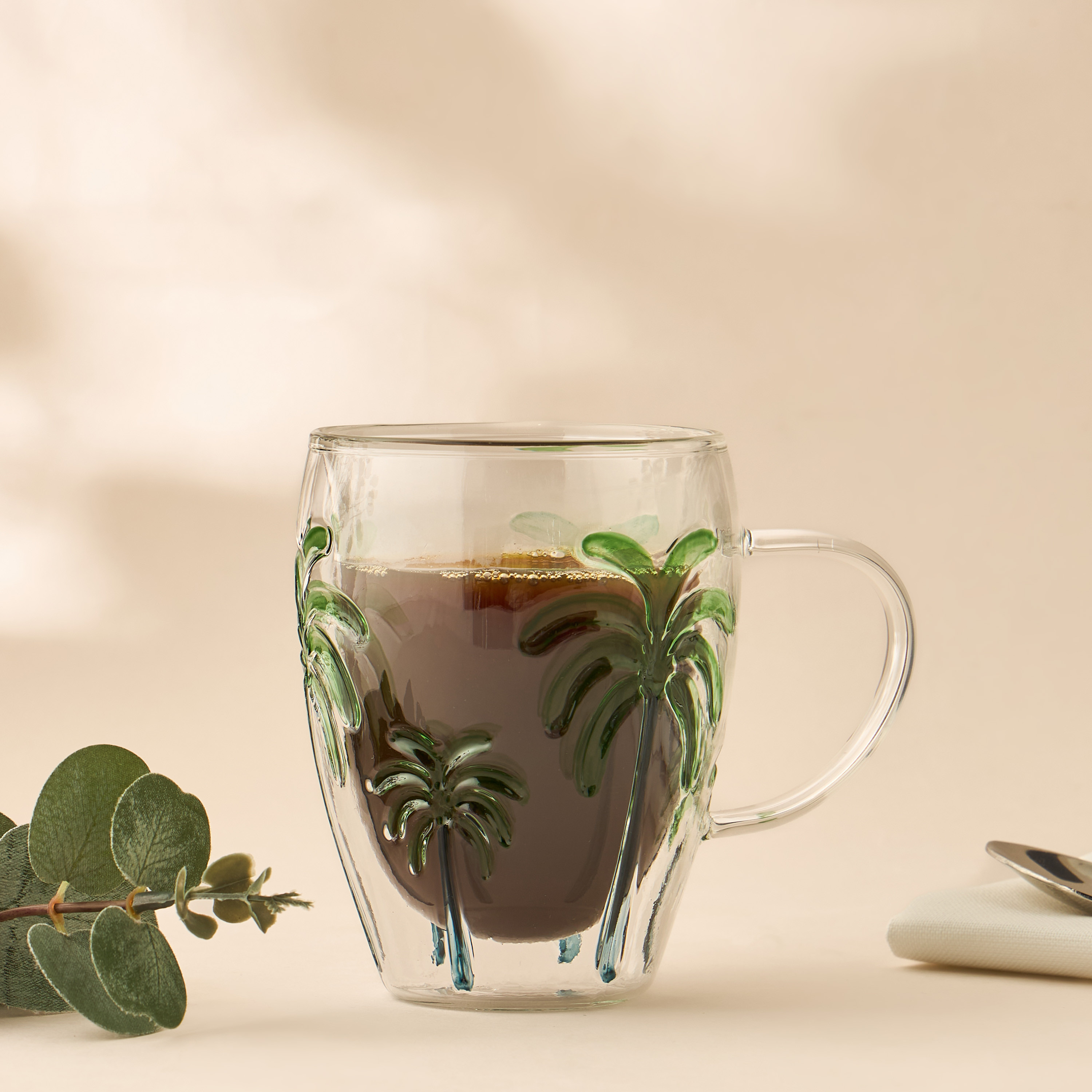 Palm Tree Debossed Glass Double Wall Mug-household-dining-teaandcoffee-mugsandcups-image-4