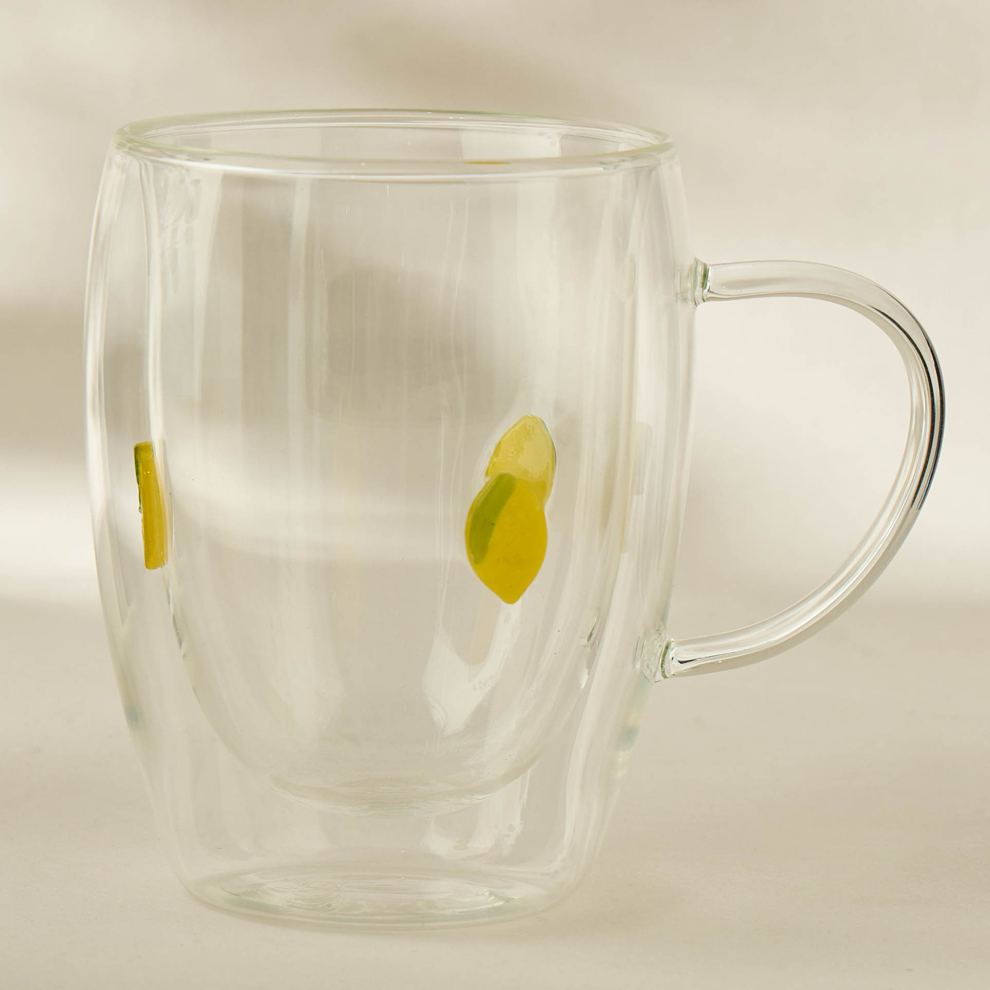 Lemon Accent Double Wall Glass Mug- 320 ml-household-dining-teaandcoffee-mugsandcups-image-1