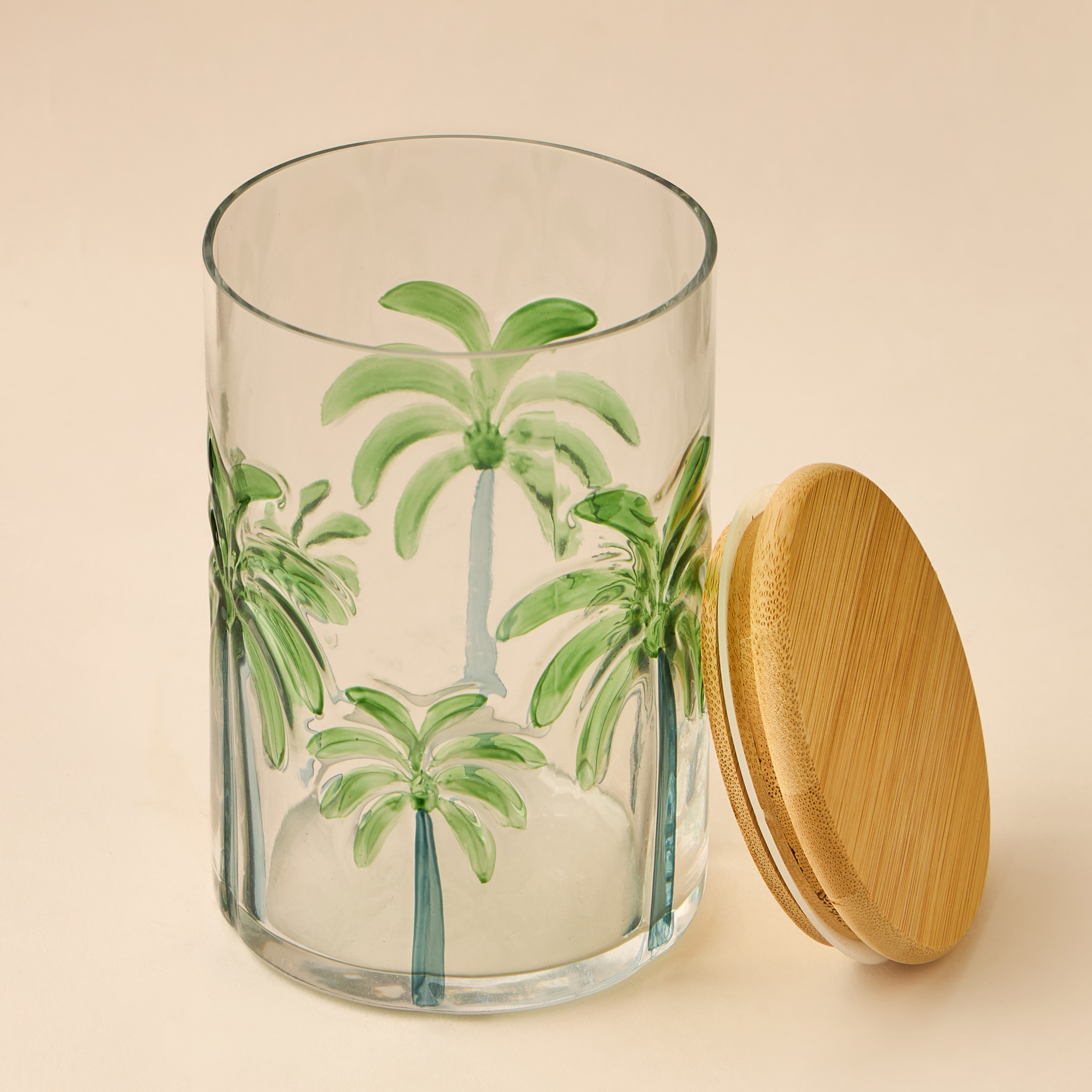 Palm Tree Debossed Glass Canister - 800 ml-household-kitchen-foodstorage-containers-image-2
