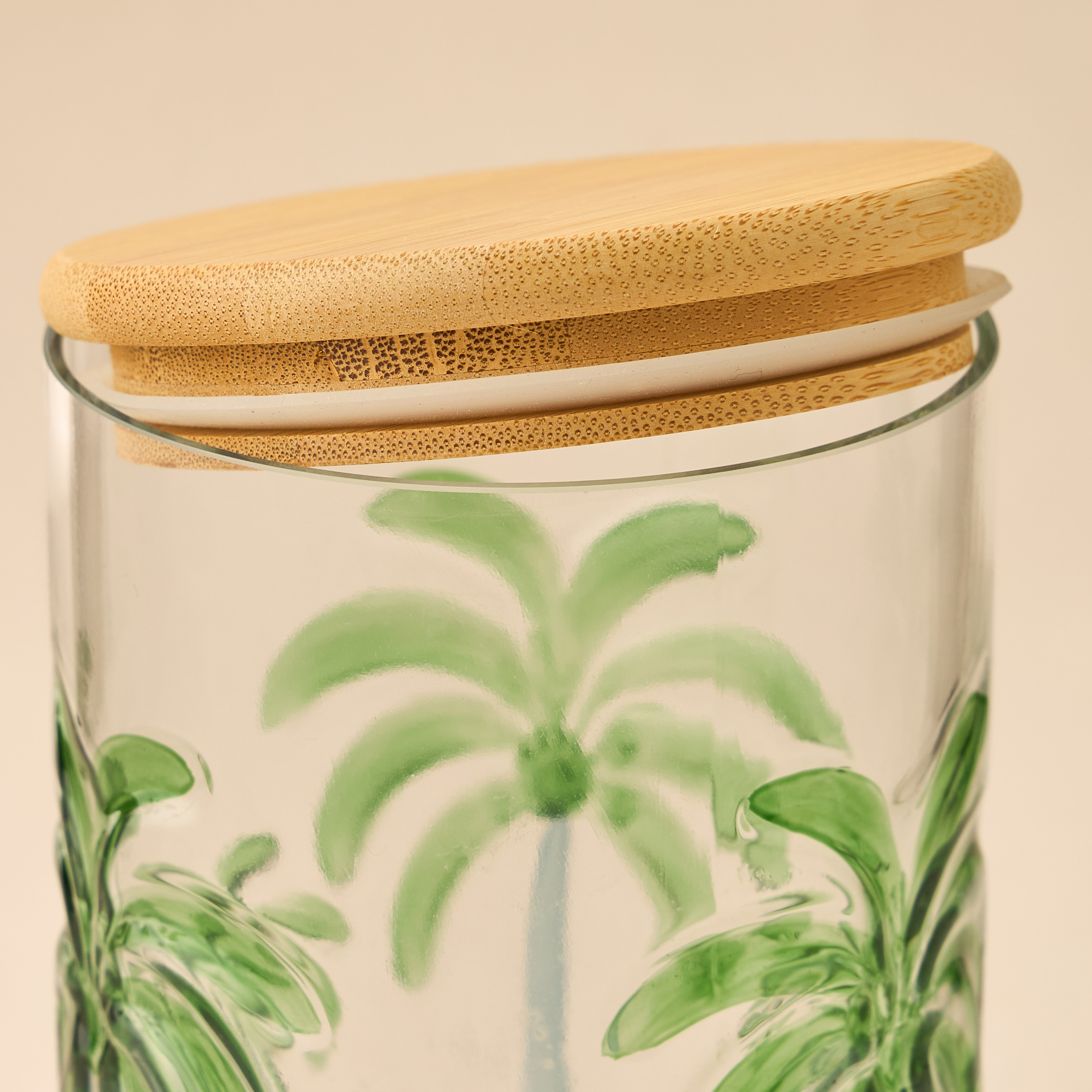 Palm Tree Debossed Glass Canister - 800 ml-household-kitchen-foodstorage-containers-image-4