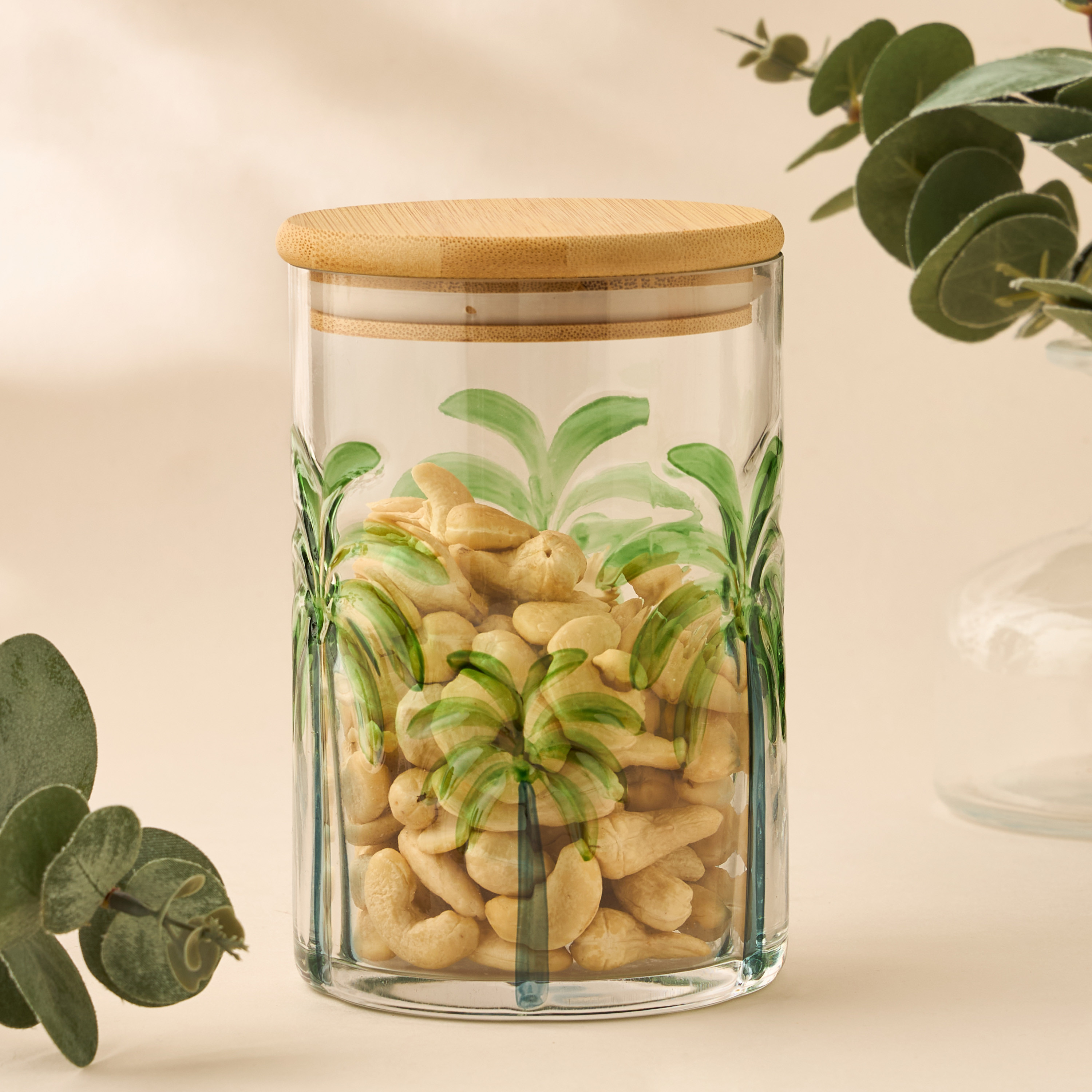 Palm Tree Debossed Glass Canister - 800 ml-household-kitchen-foodstorage-containers-image-5
