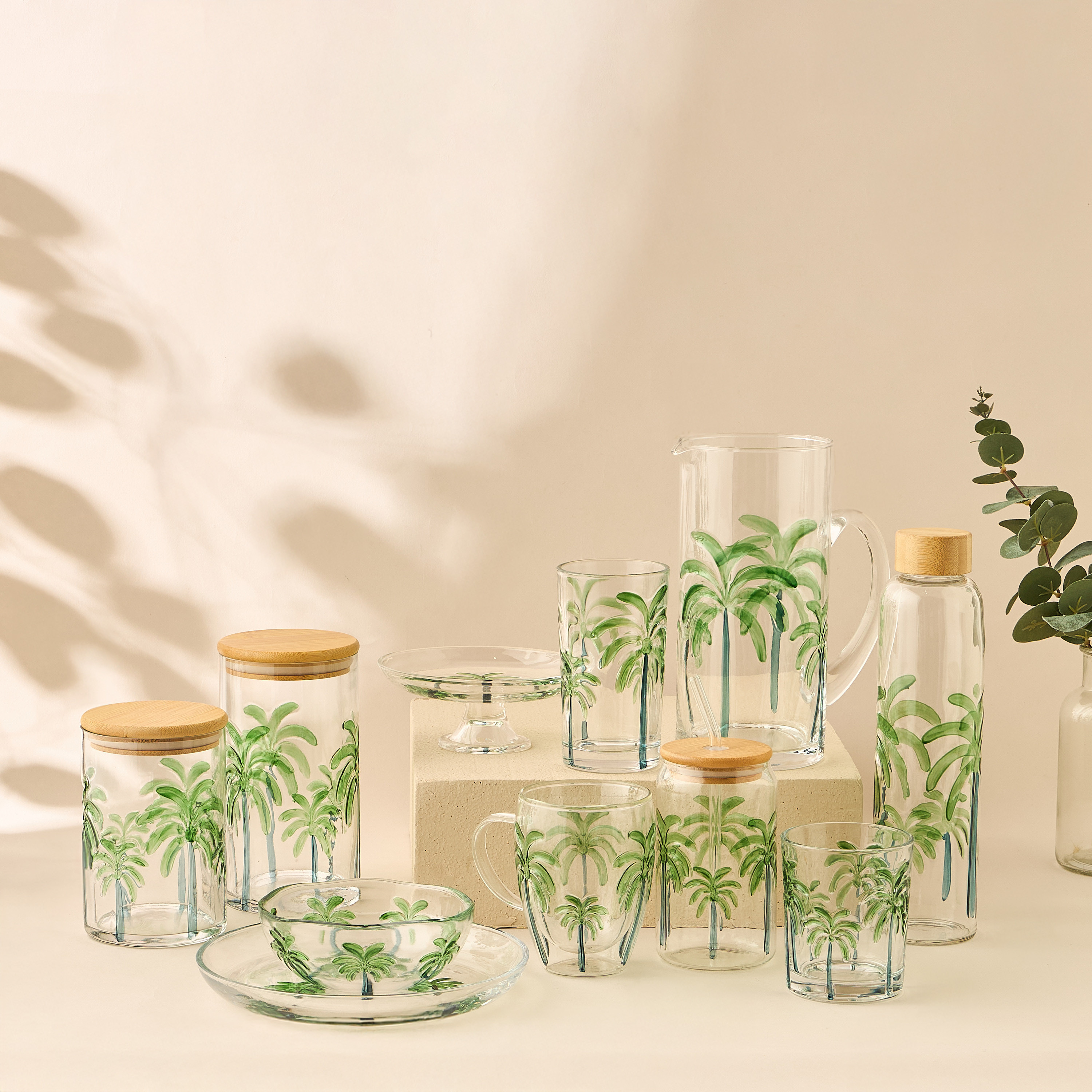 Palm Tree Debossed Glass Canister - 800 ml-household-kitchen-foodstorage-containers-image-6