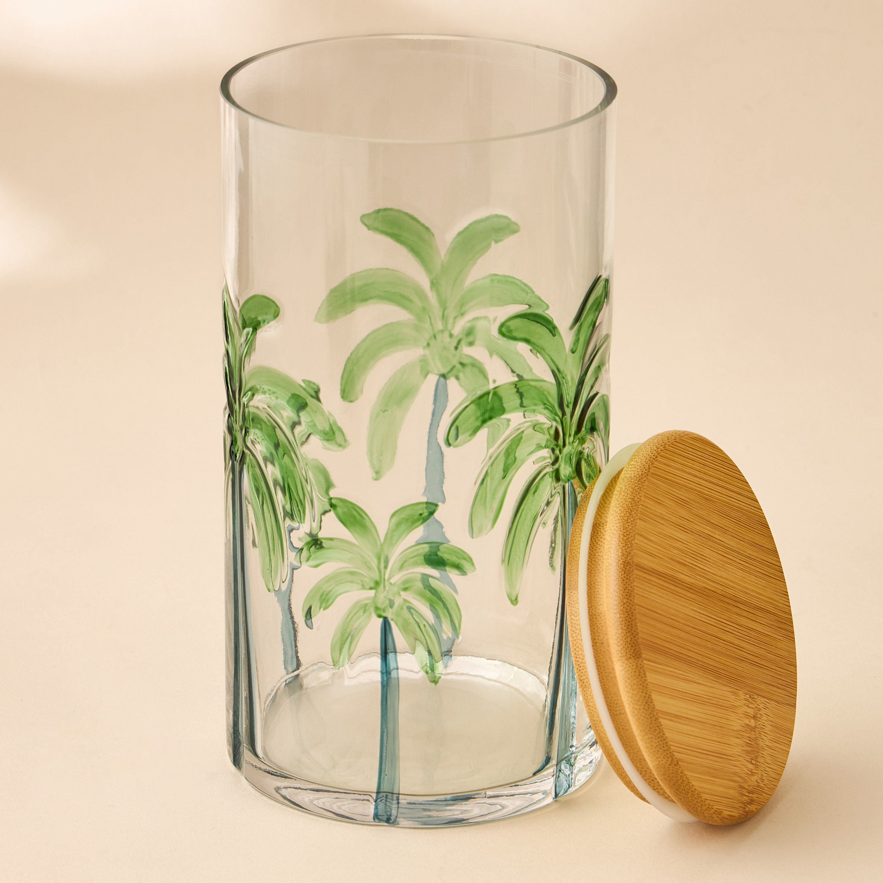 Palm Tree Debossed Glass Canister - 1 L-household-kitchen-foodstorage-containers-image-2
