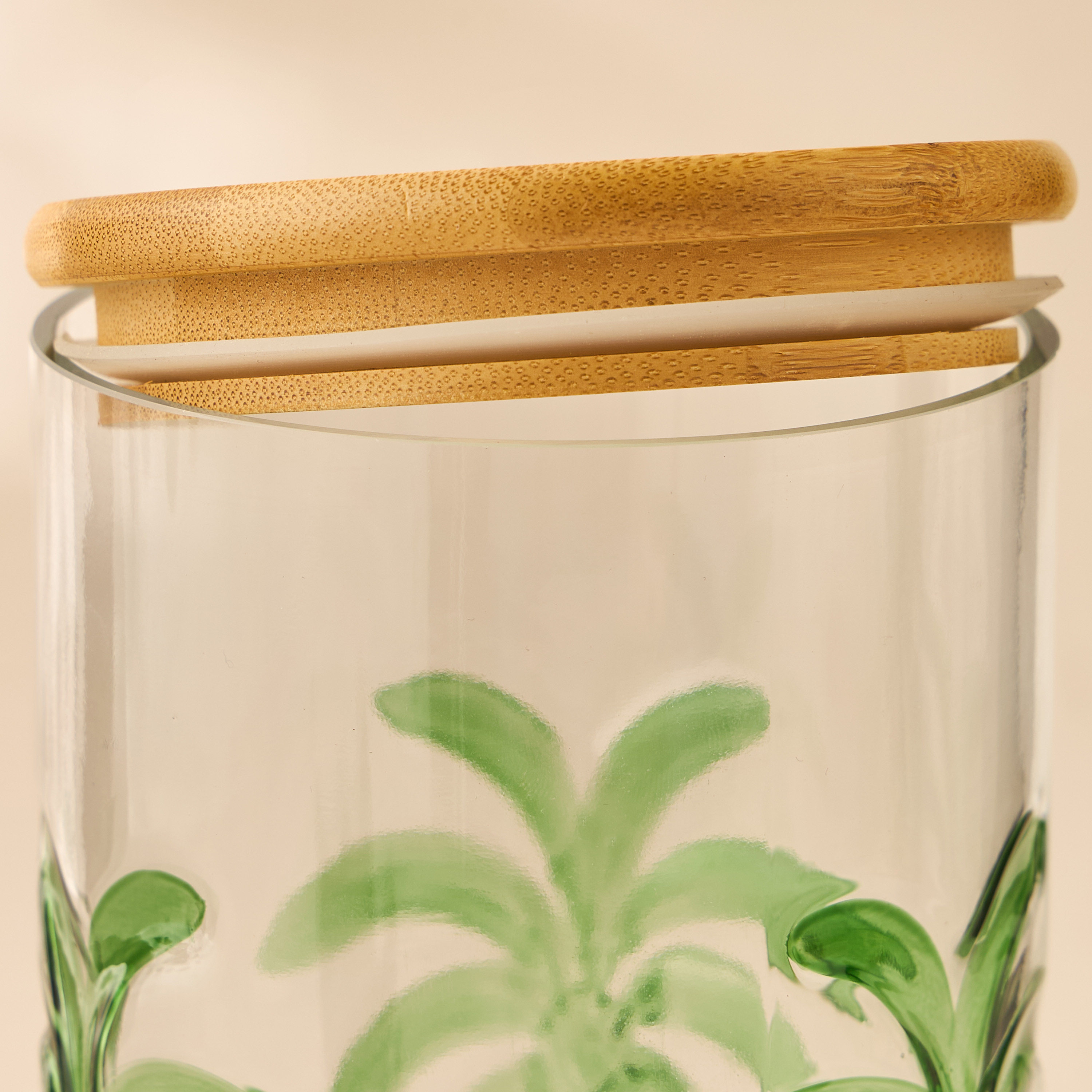 Palm Tree Debossed Glass Canister - 1 L-household-kitchen-foodstorage-containers-image-4