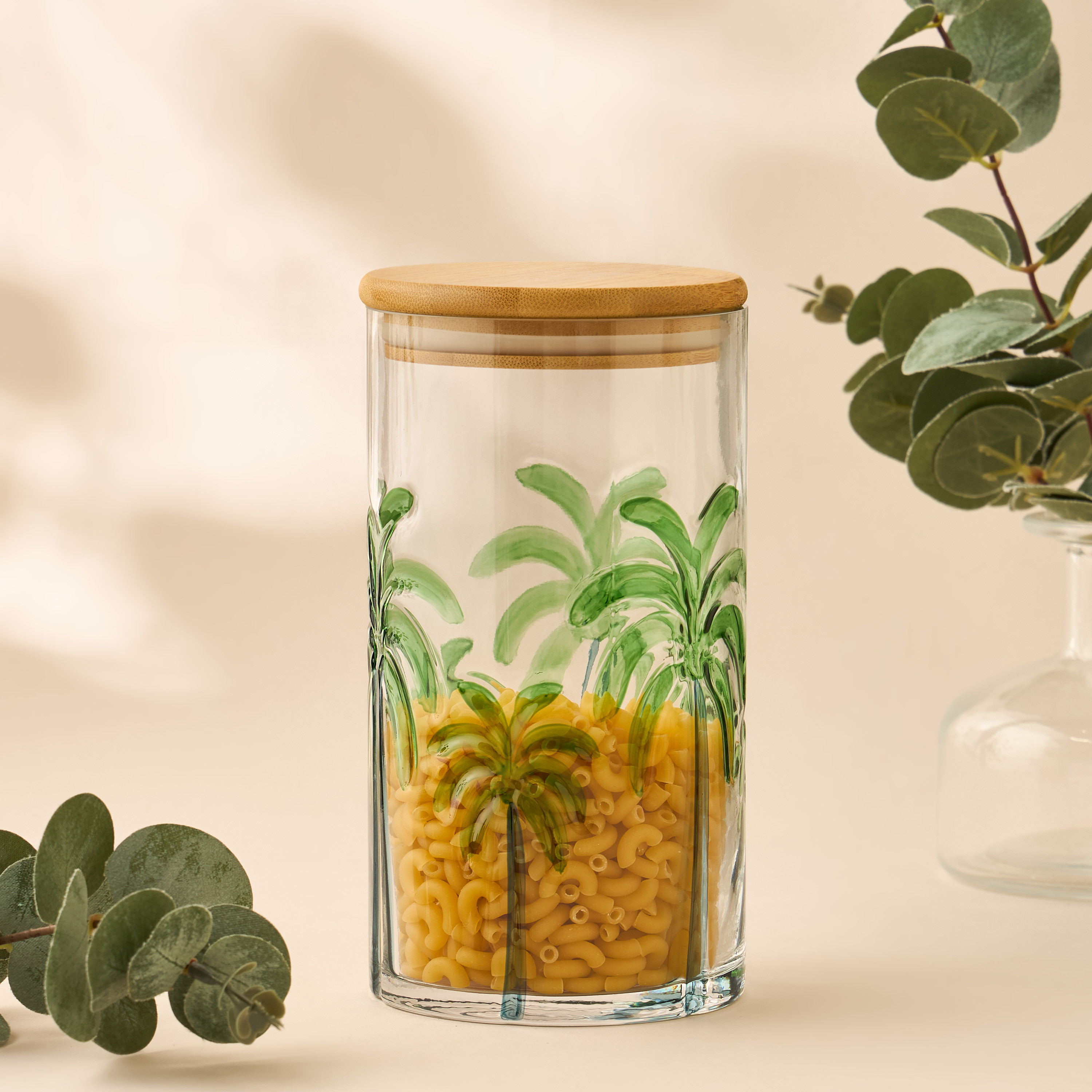 Palm Tree Debossed Glass Canister - 1 L-household-kitchen-foodstorage-containers-image-5